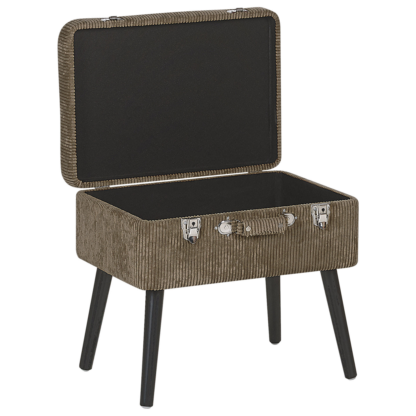 Hocker mit Stauraum Cord hellbraun Koffer-Design MALLARD
