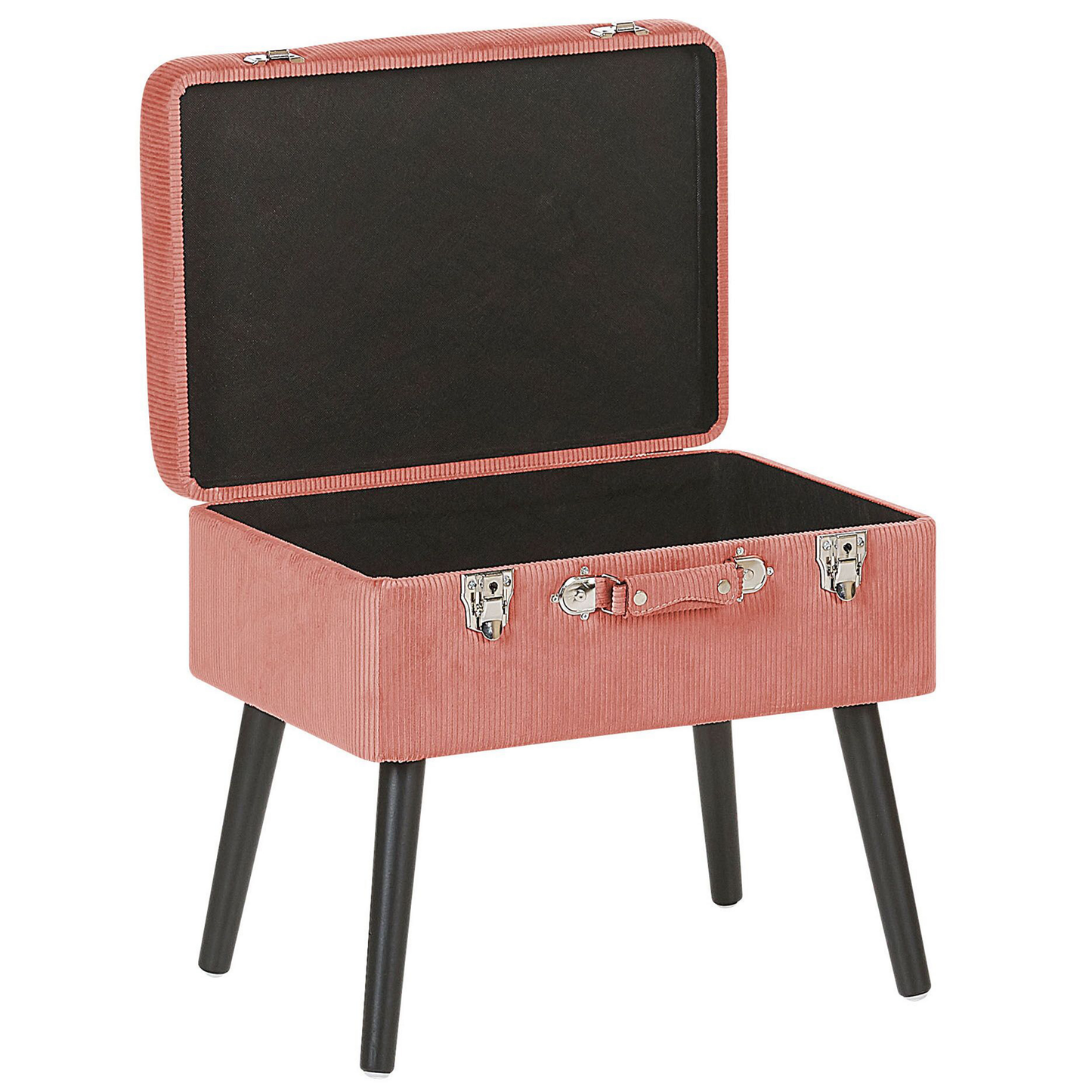 Hocker mit Stauraum Cord rosa Koffer-Design MALLARD
