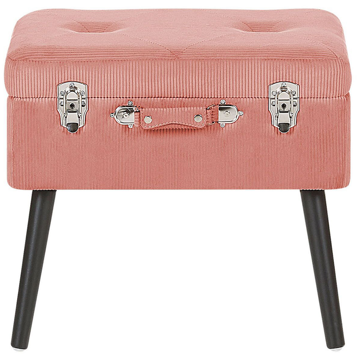 Hocker mit Stauraum Cord rosa Koffer-Design MALLARD