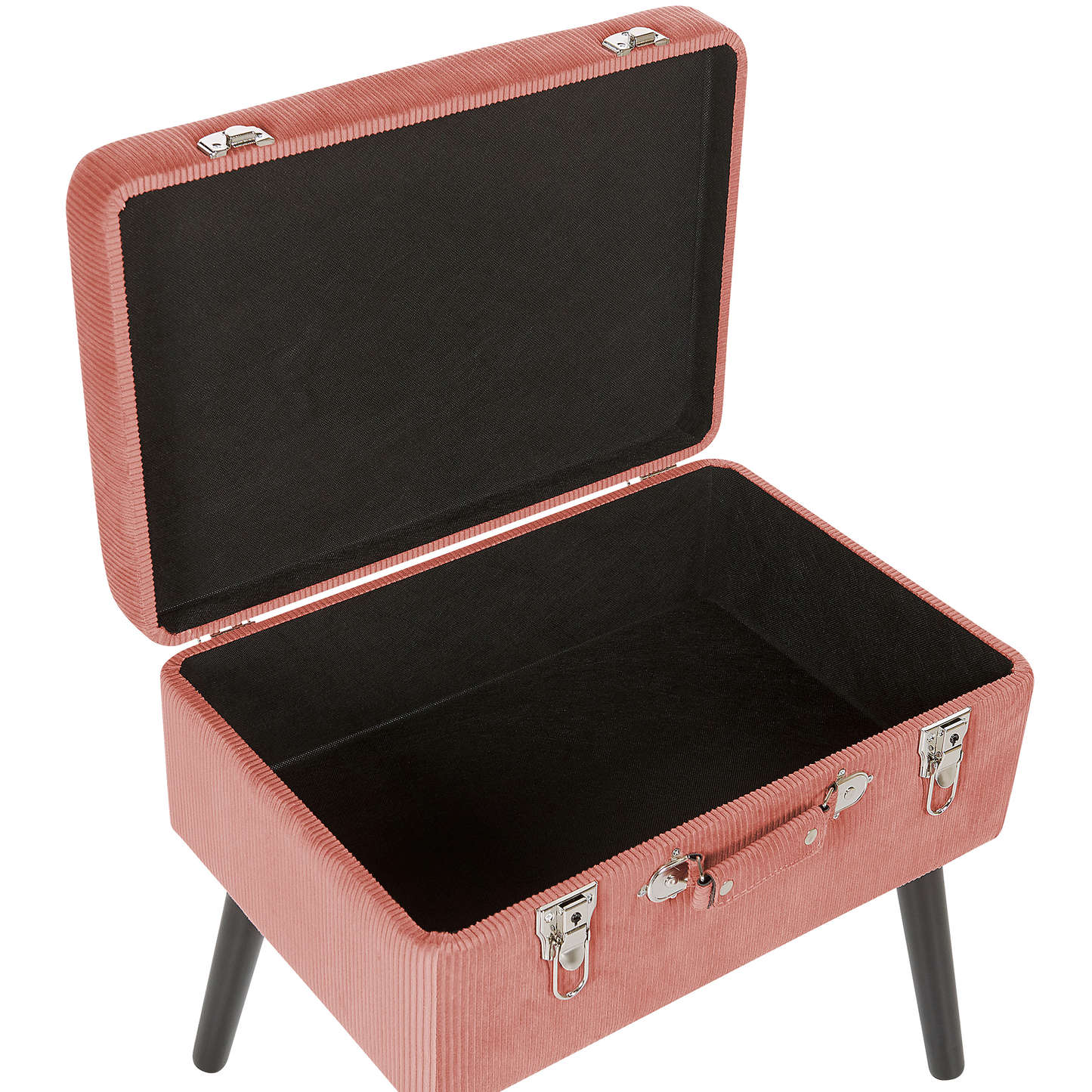 Hocker mit Stauraum Cord rosa Koffer-Design MALLARD