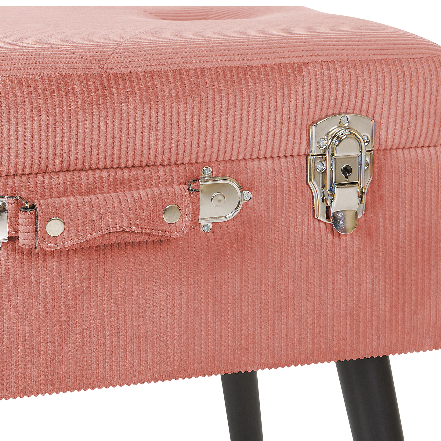 Hocker mit Stauraum Cord rosa Koffer-Design MALLARD