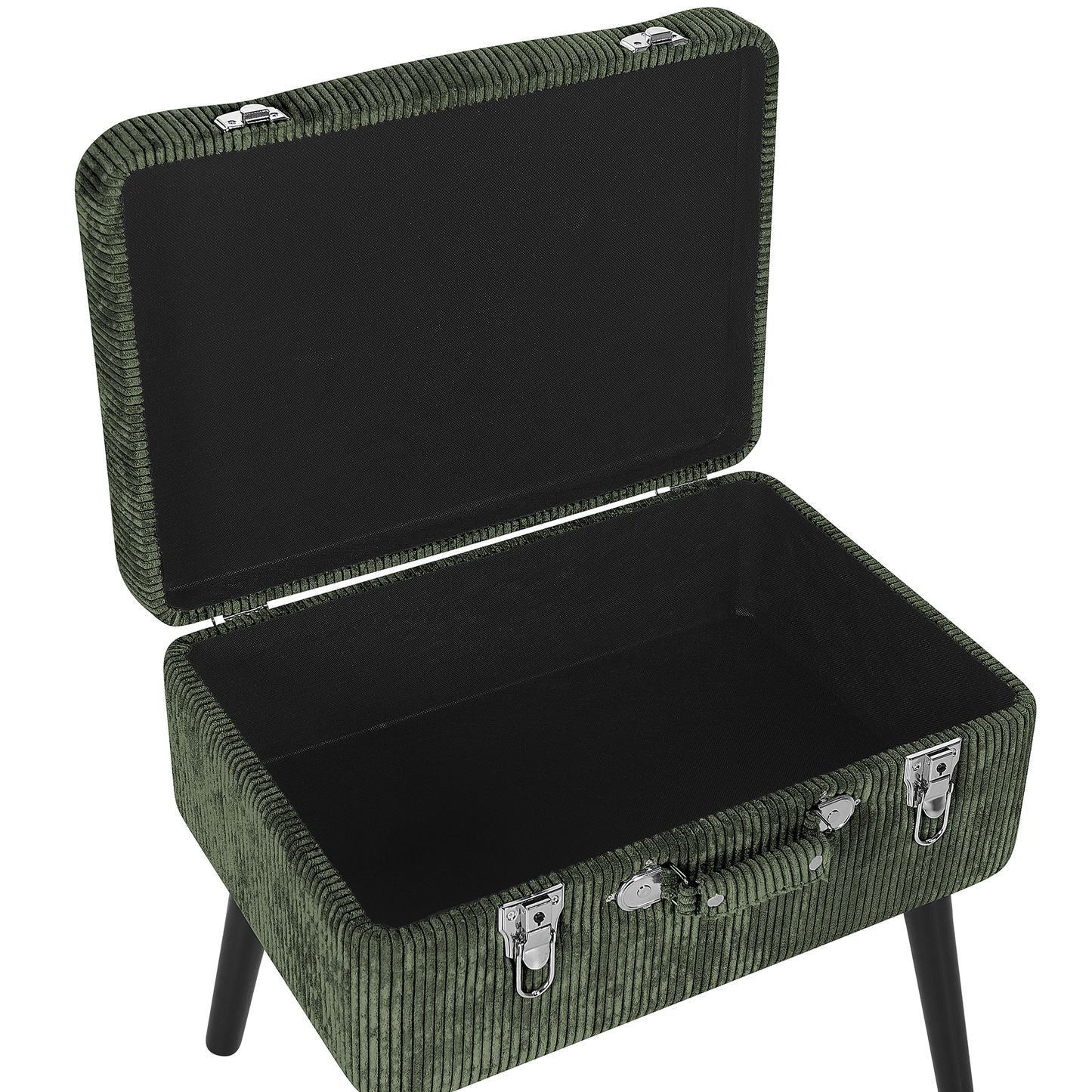 Hocker mit Stauraum Cord dunkelgrün Koffer-Design MALLARD