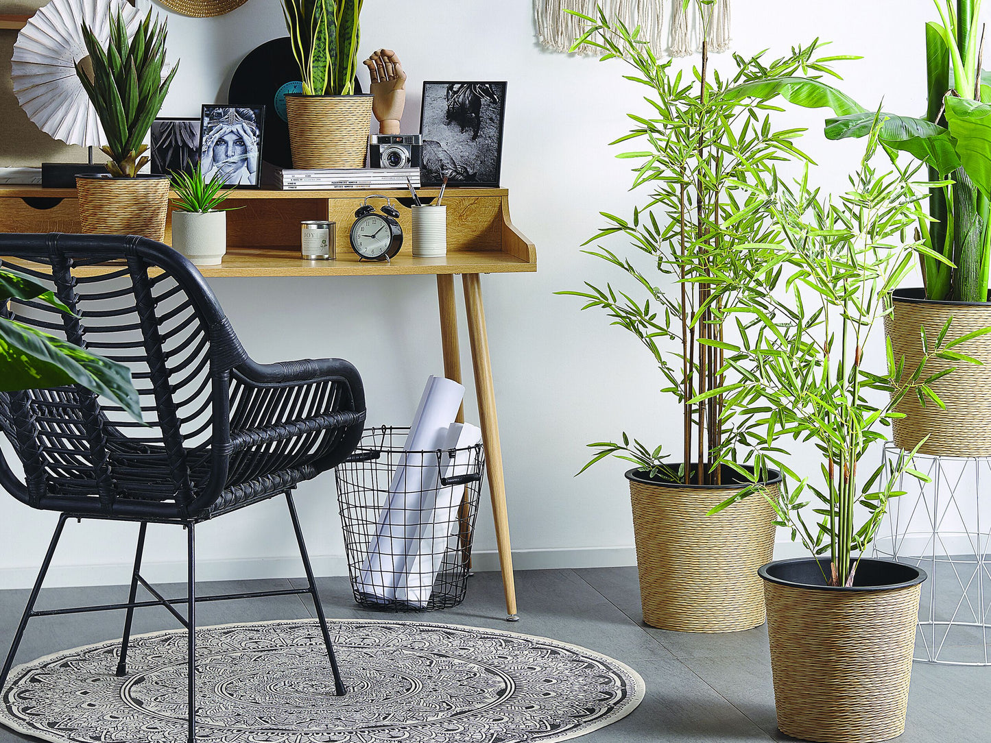 Kunstpflanze im Blumentopf 100 cm biegbare Zweige BAMBUSA VULGARIS