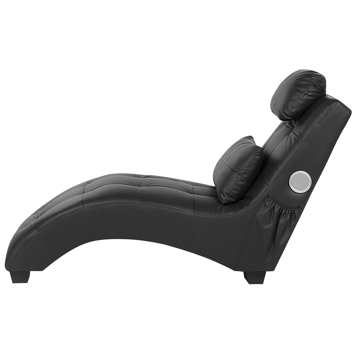 Chaiselongue Kunstleder mit Bluetooth Lautsprecher USB-Port schwarz SIMORRE