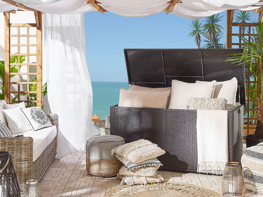 Aufbewahrungsbox MODENA Polyrattan 155 cm 75 cm Braun