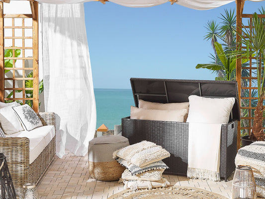 Aufbewahrungsbox MODENA Polyrattan 126 cm 46 cm Braun