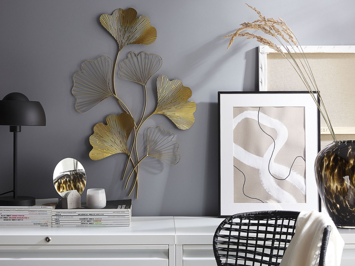 Wandobjekt Blume INDIUM Metall 79 cm Gold