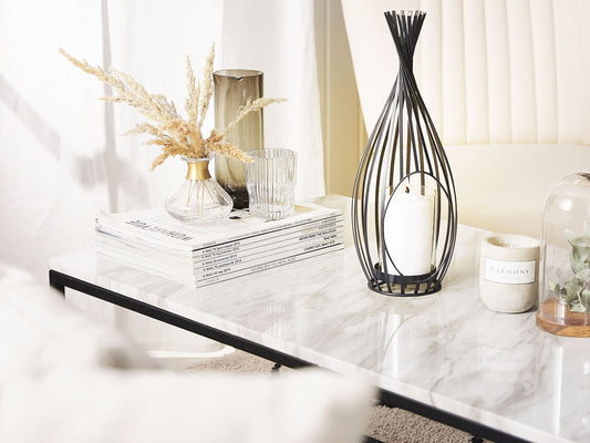 Windlichtsäulen LOMBOK Metall 38 cm Schwarz