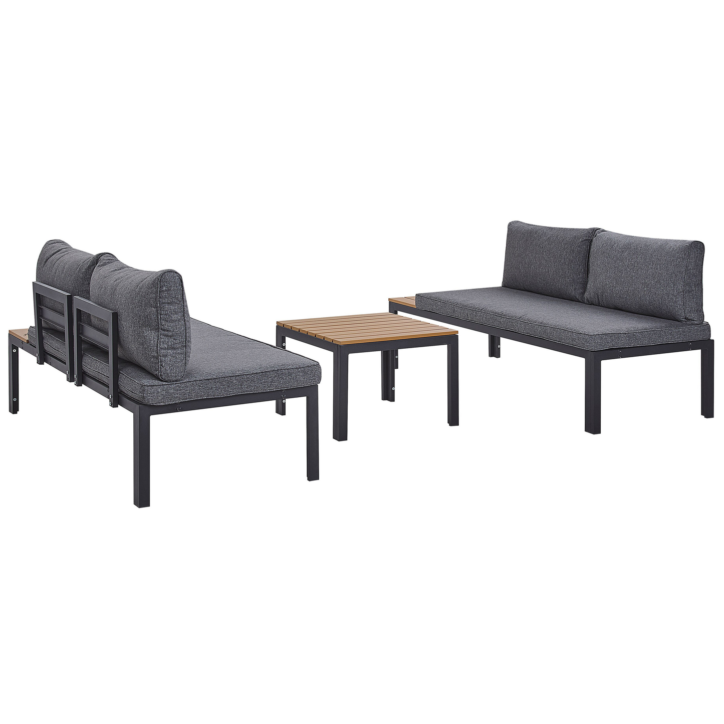 Garten Ecksofa mit Tisch 4-Sitzer PIENZA rechtsseitig modular Grau