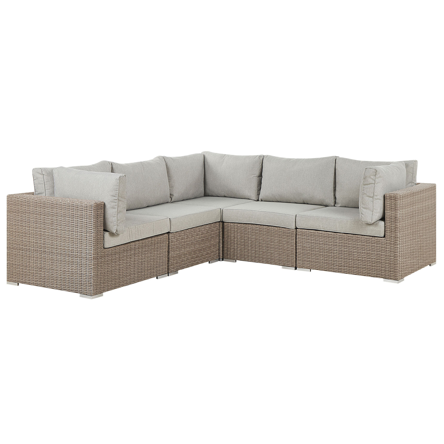 Lounge Set mit Tisch 6-Sitzer CONTARE linksseitig modular Polyrattan Taupe