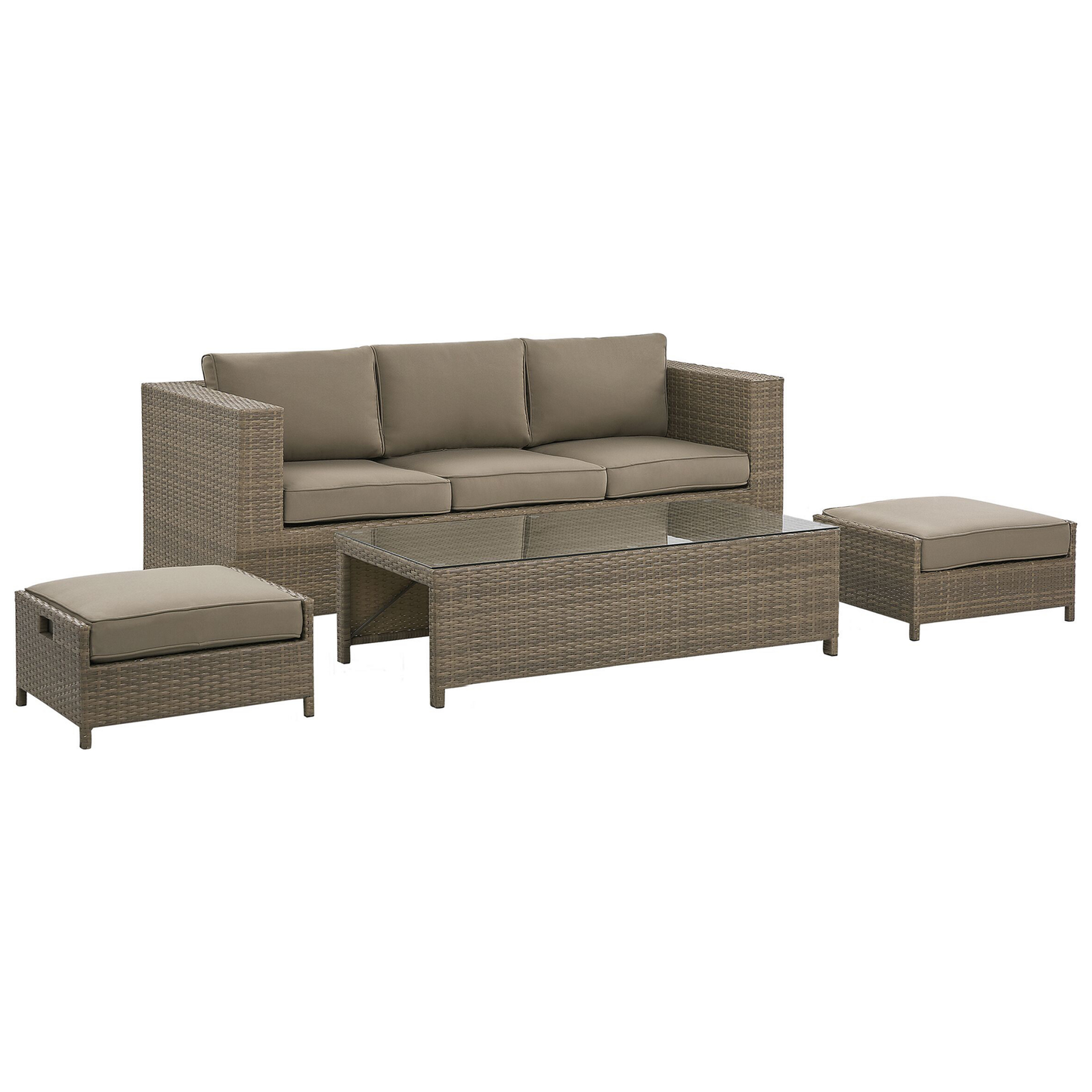 Lounge Set mit Tisch 5-Sitzer BELLUNO Polyrattan Braun