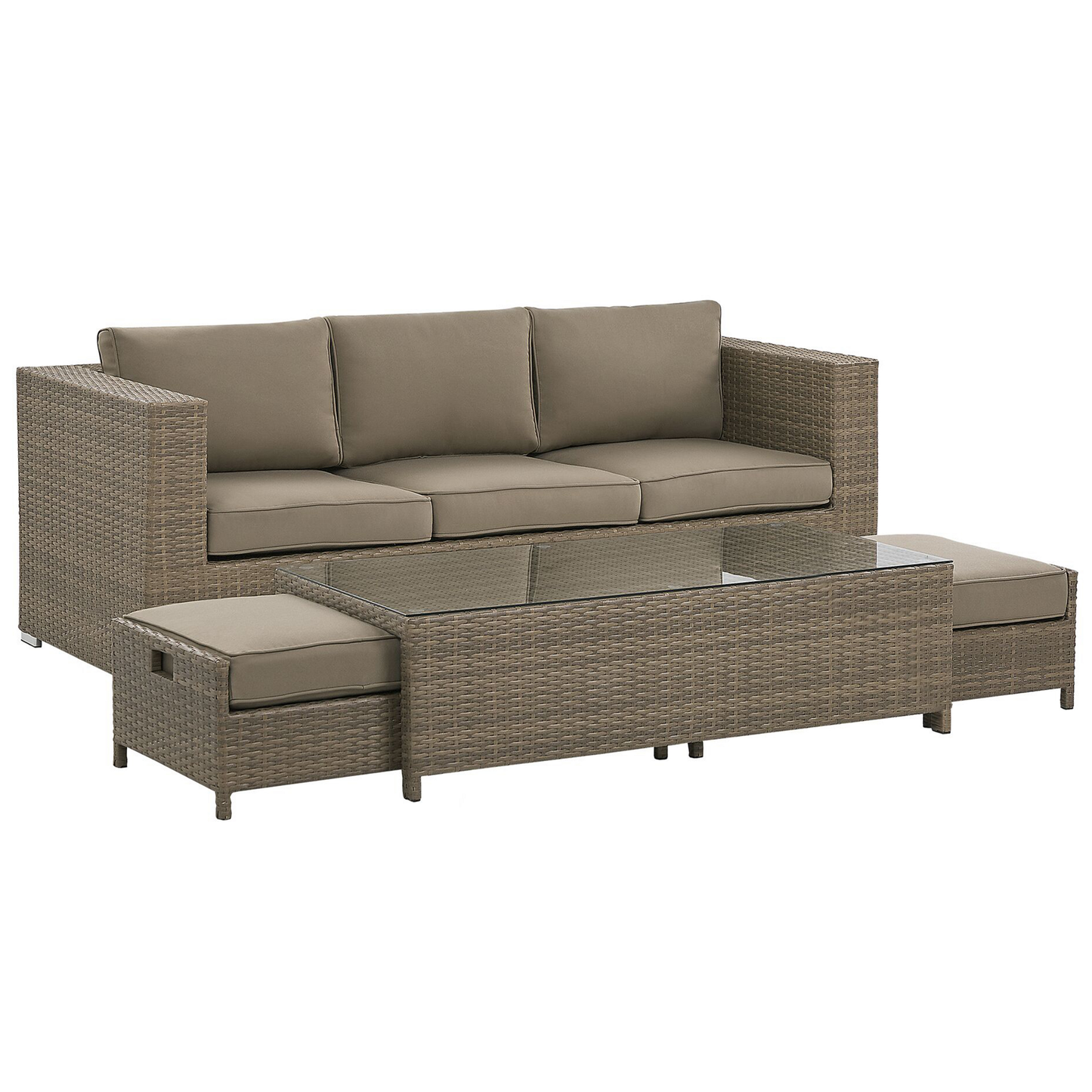 Lounge Set mit Tisch 5-Sitzer BELLUNO Polyrattan Braun