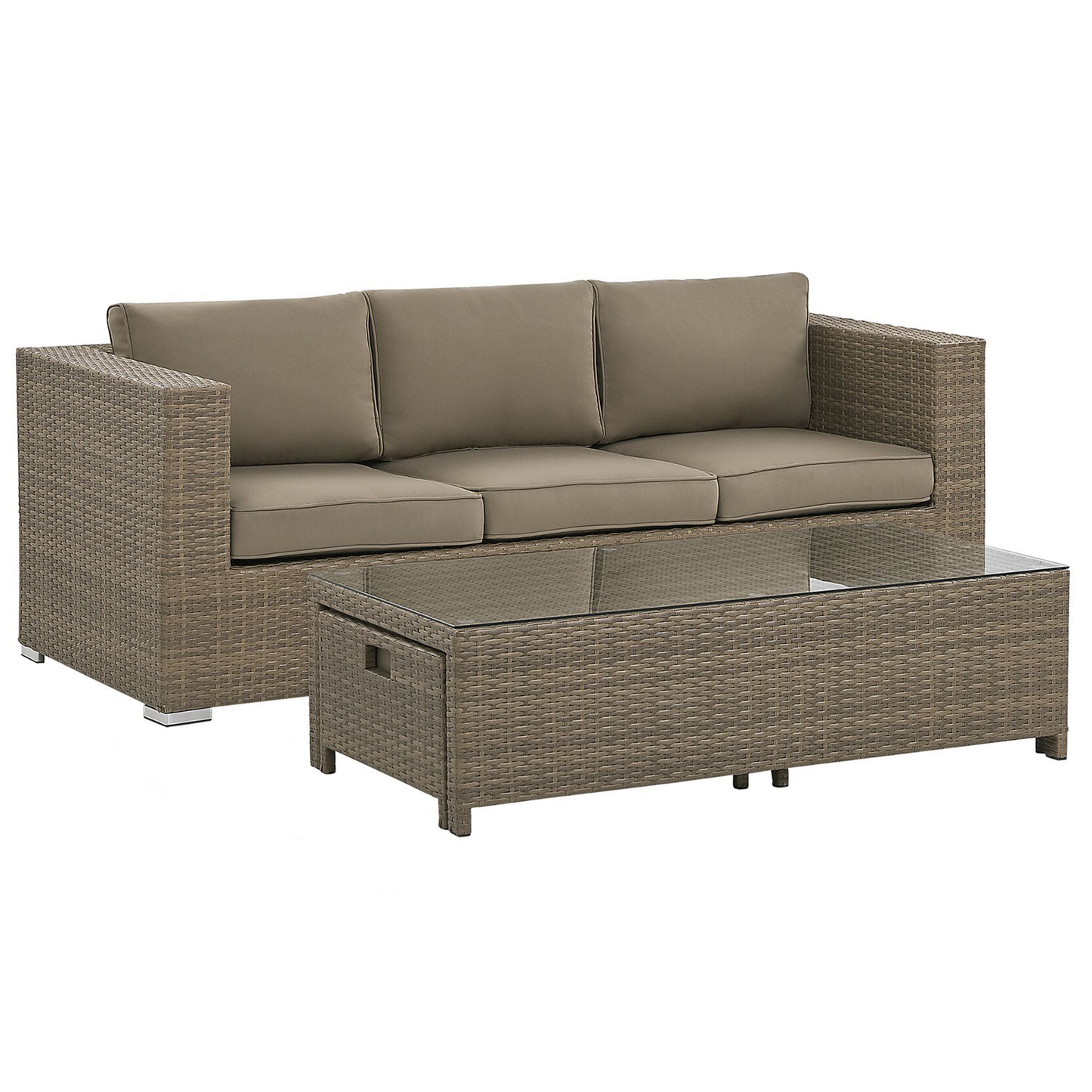 Lounge Set mit Tisch 5-Sitzer BELLUNO Polyrattan Braun