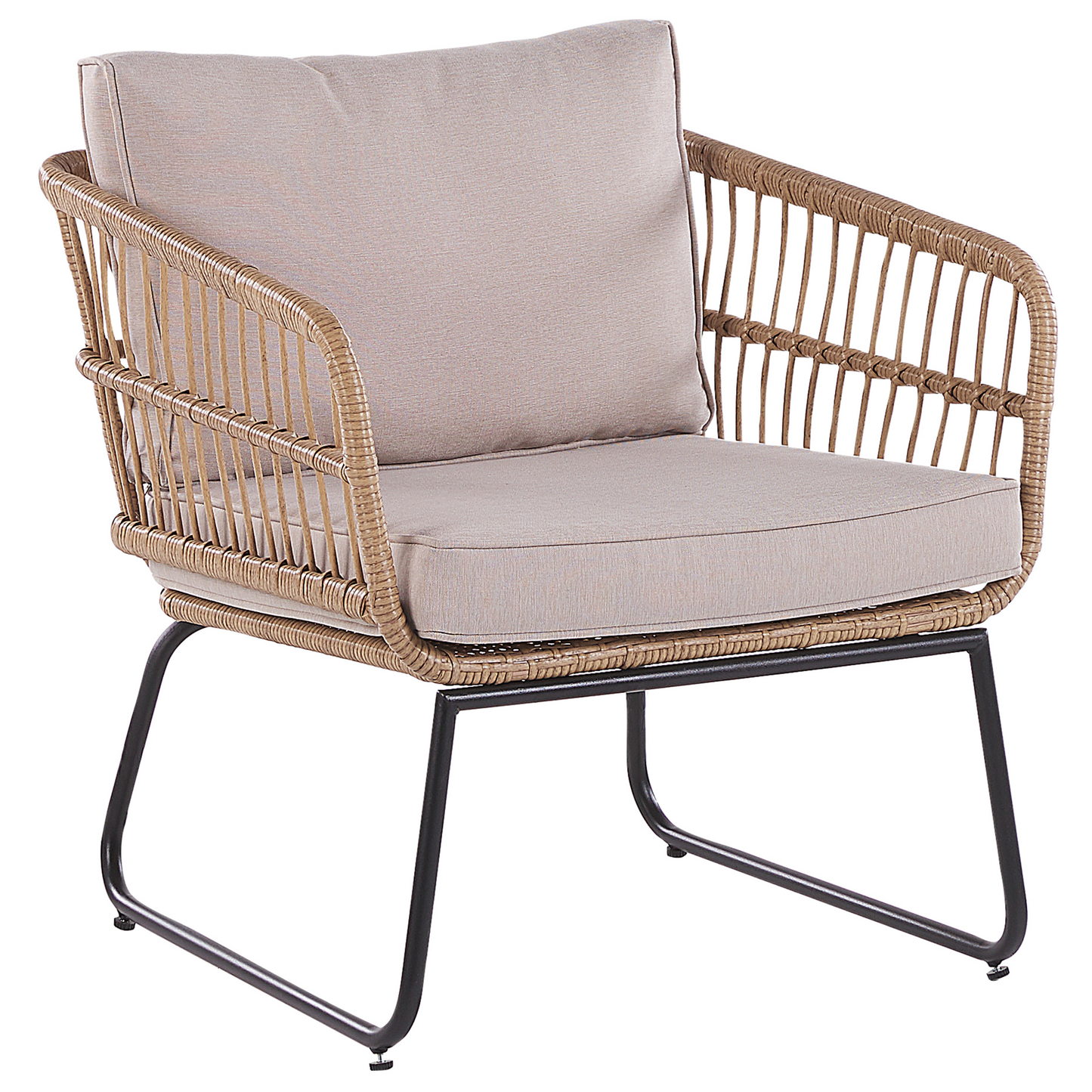 Lounge Set mit Tisch 4-Sitzer RAVELLO Polyrattan Naturfarben