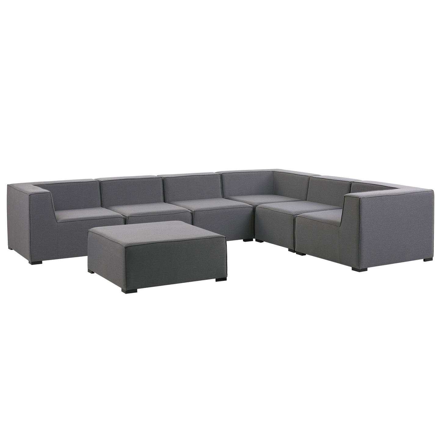 Garten Ecksofa mit Ottomane 7-Sitzer AREZZO linksseitig modular Grau