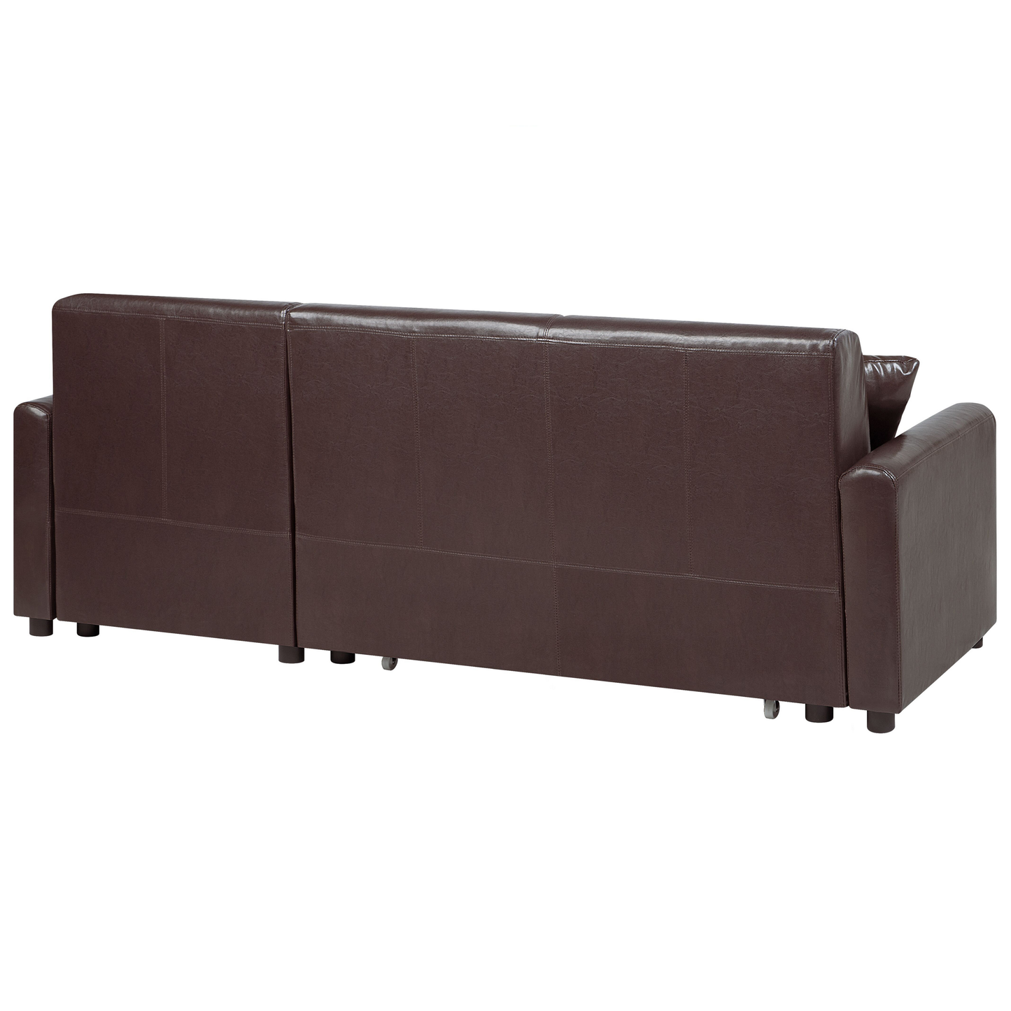 Ecksofa mit Schlaffunktion Lederoptik dunkelbraun linksseitig OGNA