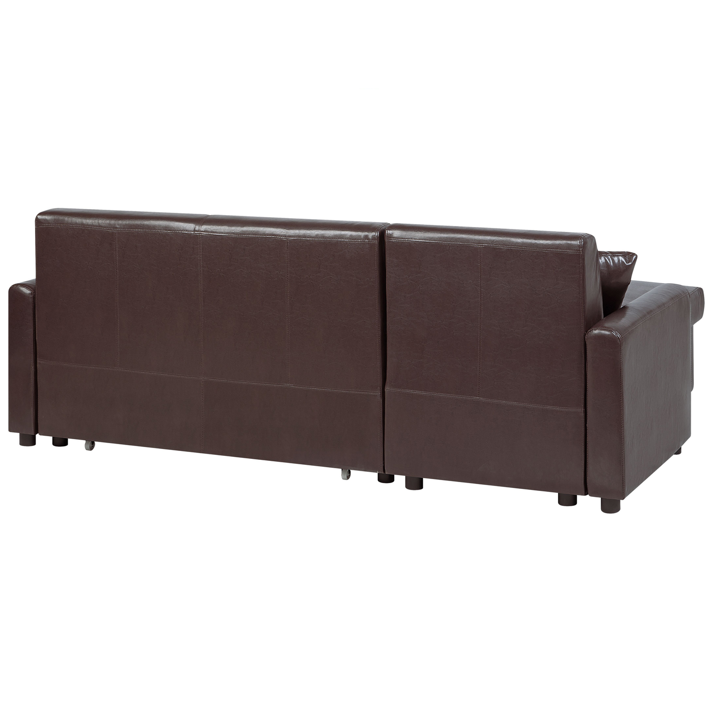 Ecksofa mit Schlaffunktion Lederoptik dunkelbraun rechtsseitig OGNA