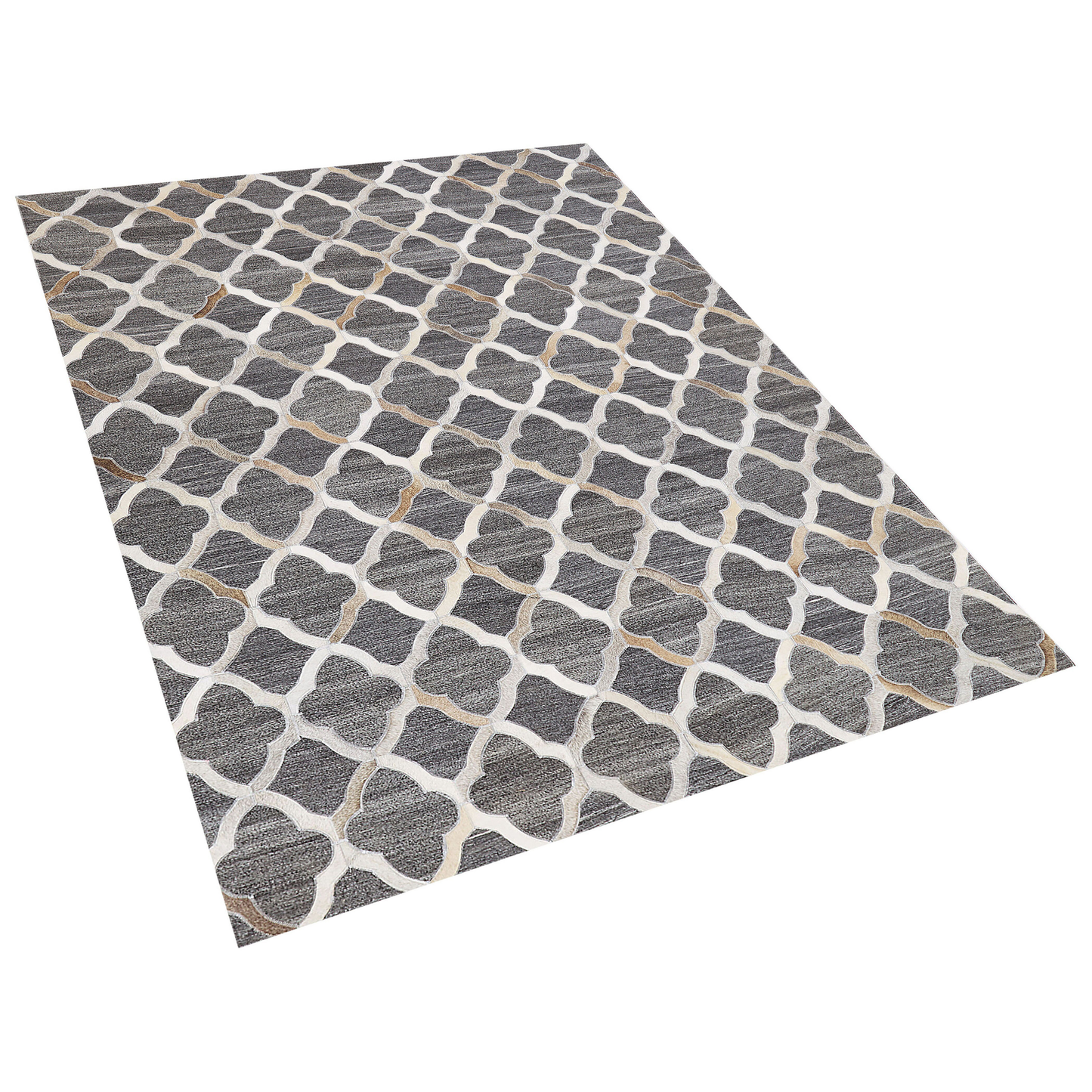 Teppich Kuhfell grau / beige 160 x 230 cm Patchwork Kurzflor ROLUNAY
