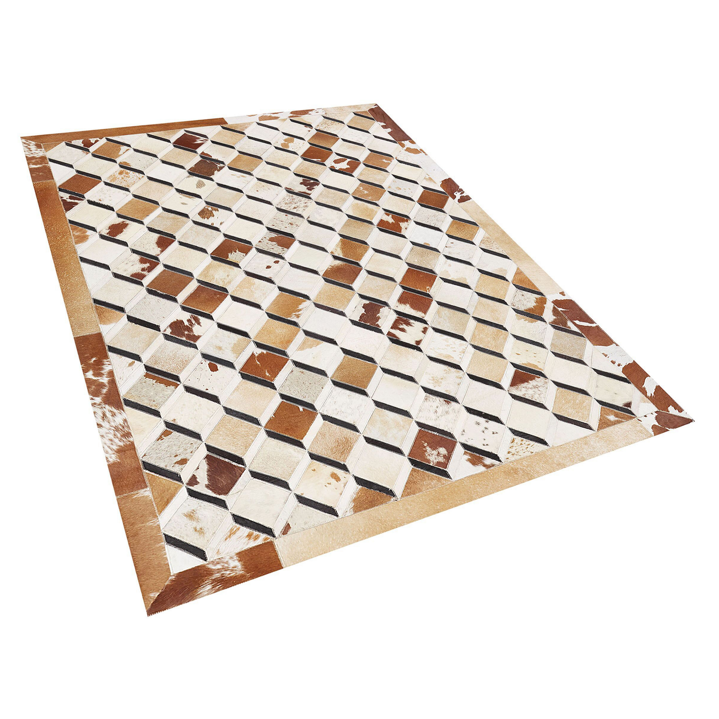 Teppich Kuhfell braun 140 x 200 cm Patchwork Kurzflor SERINOVA