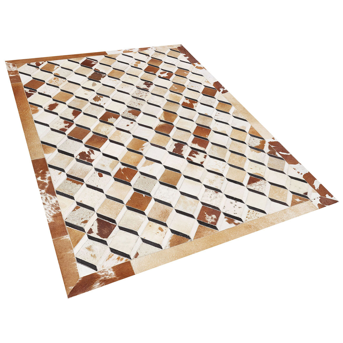 Teppich Kuhfell braun 160 x 230 cm Patchwork Kurzflor SERINOVA