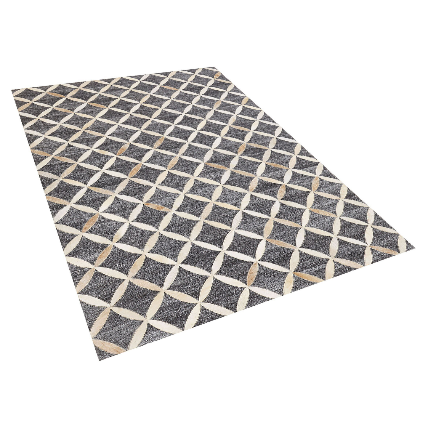 Teppich Kuhfell grau / beige 140 x 200 cm Patchwork Kurzflor GENC