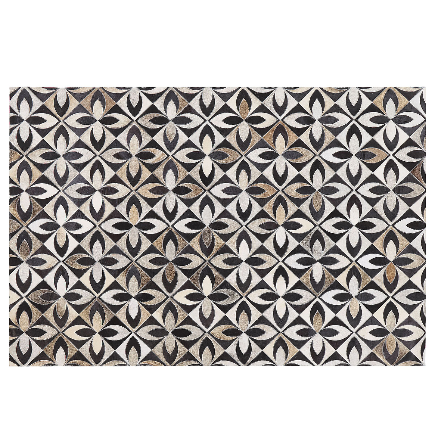 Teppich Kuhfell mehrfarbig 140 x 200 cm Patchwork Kurzflor ISHAN