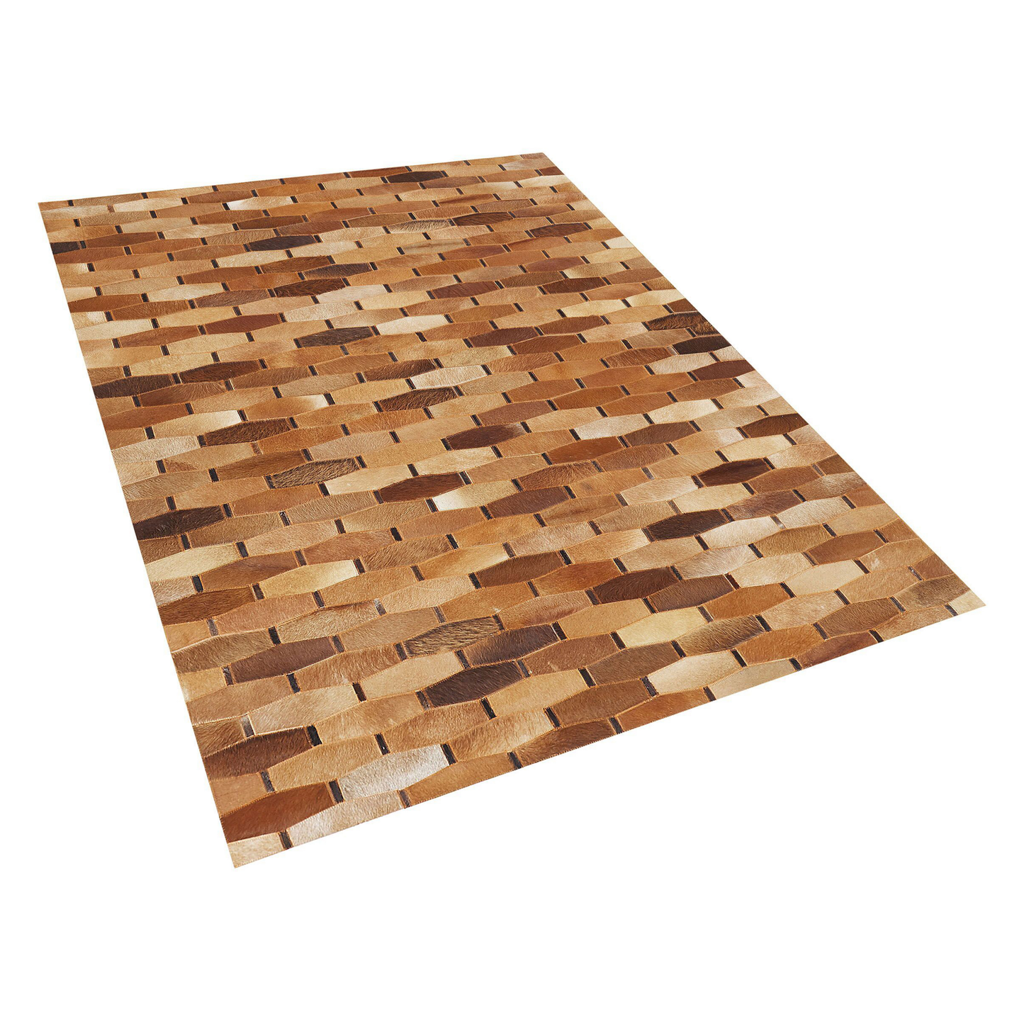 Teppich Kuhfell braun 140 x 200 cm Patchwork Kurzflor DIGOR