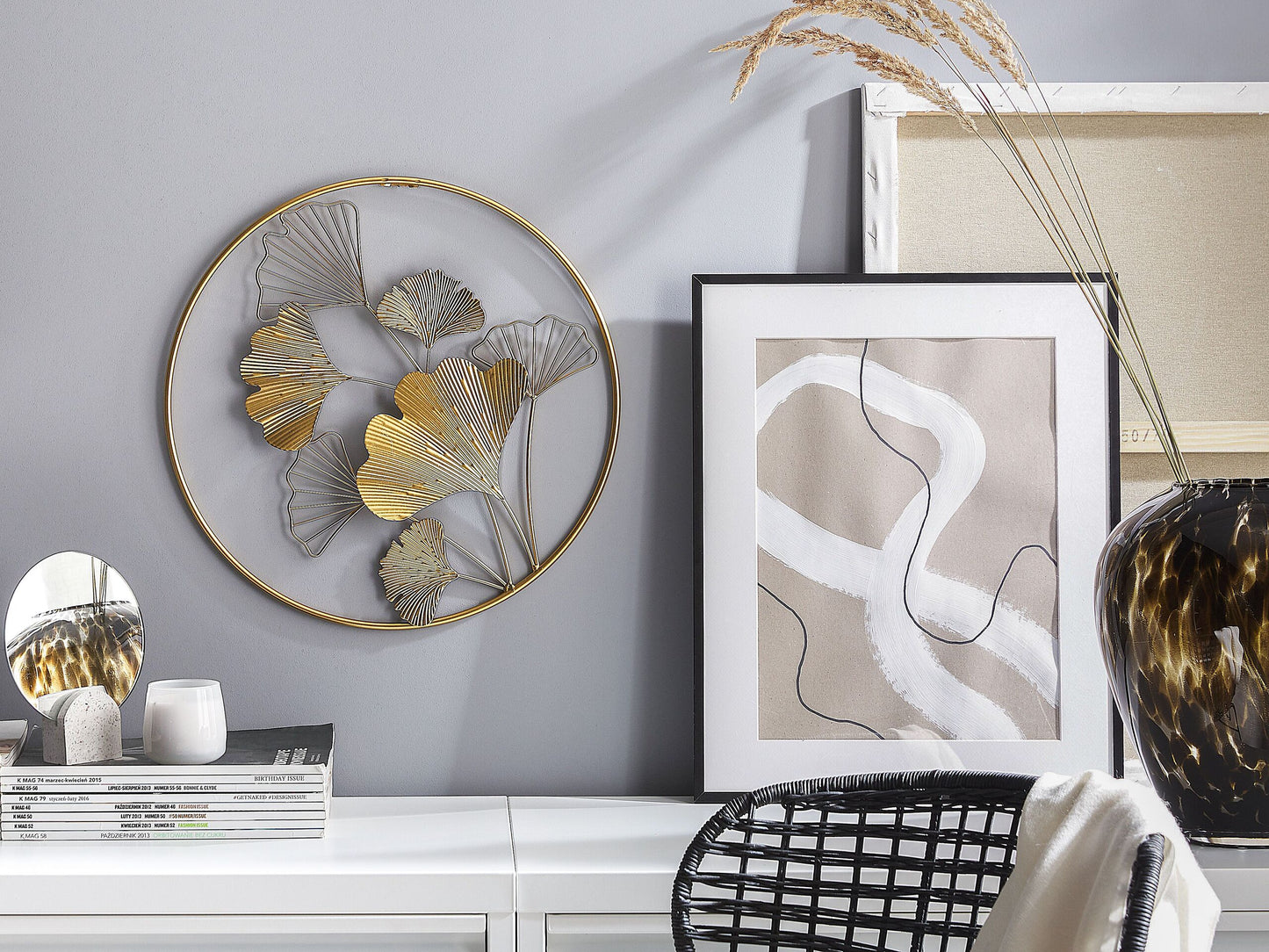 Wandobjekt Blume BISMUTH Metall 45 cm Gold