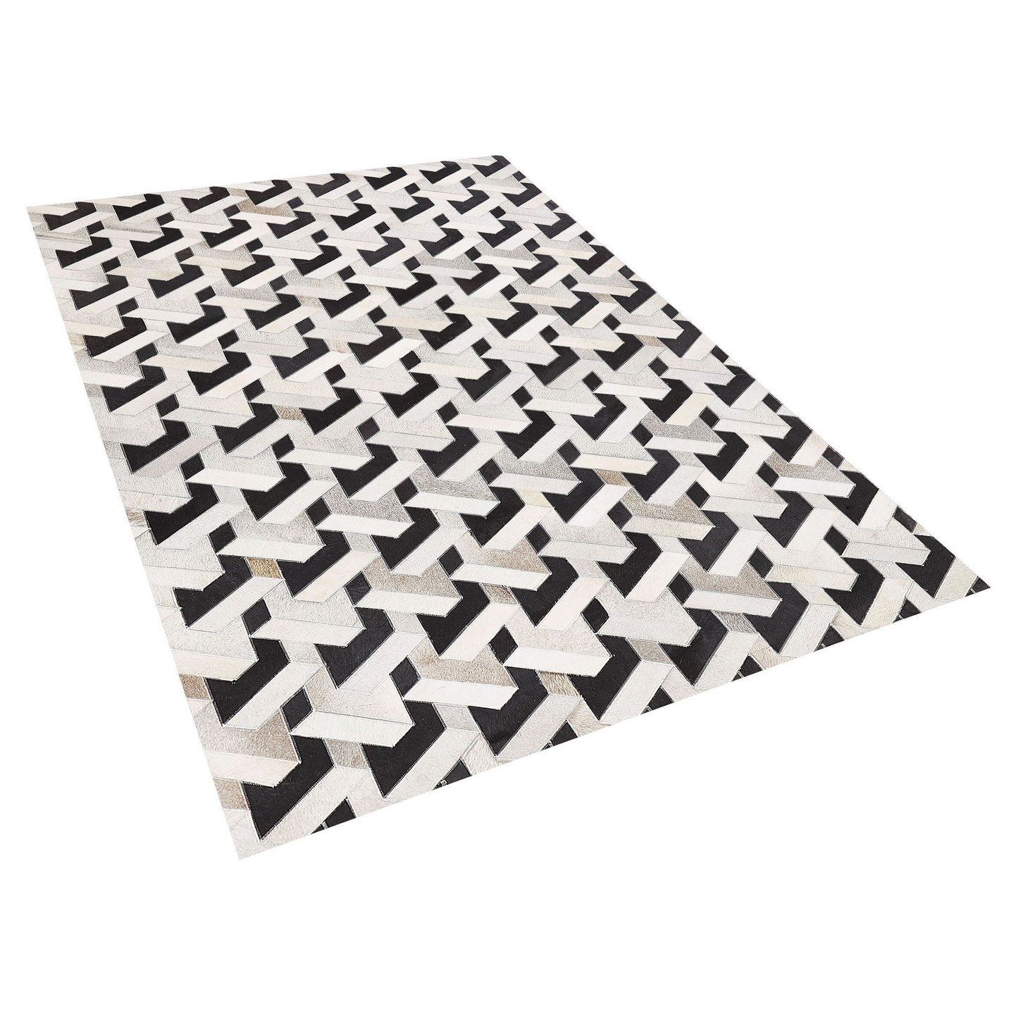 Teppich Kuhfell schwarz / grau 140 x 200 cm Patchwork Kurzflor NARMAN