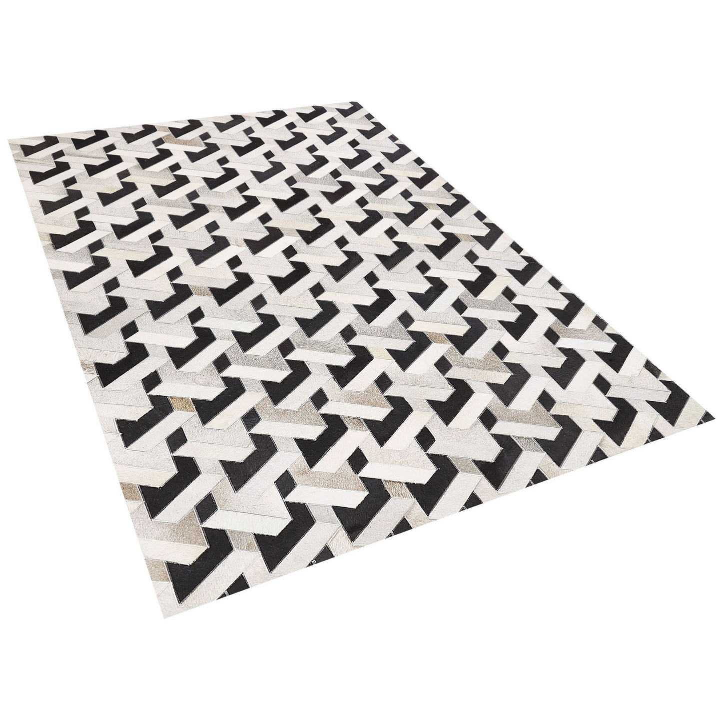Teppich Kuhfell schwarz / grau 160 x 230 cm Patchwork Kurzflor NARMAN