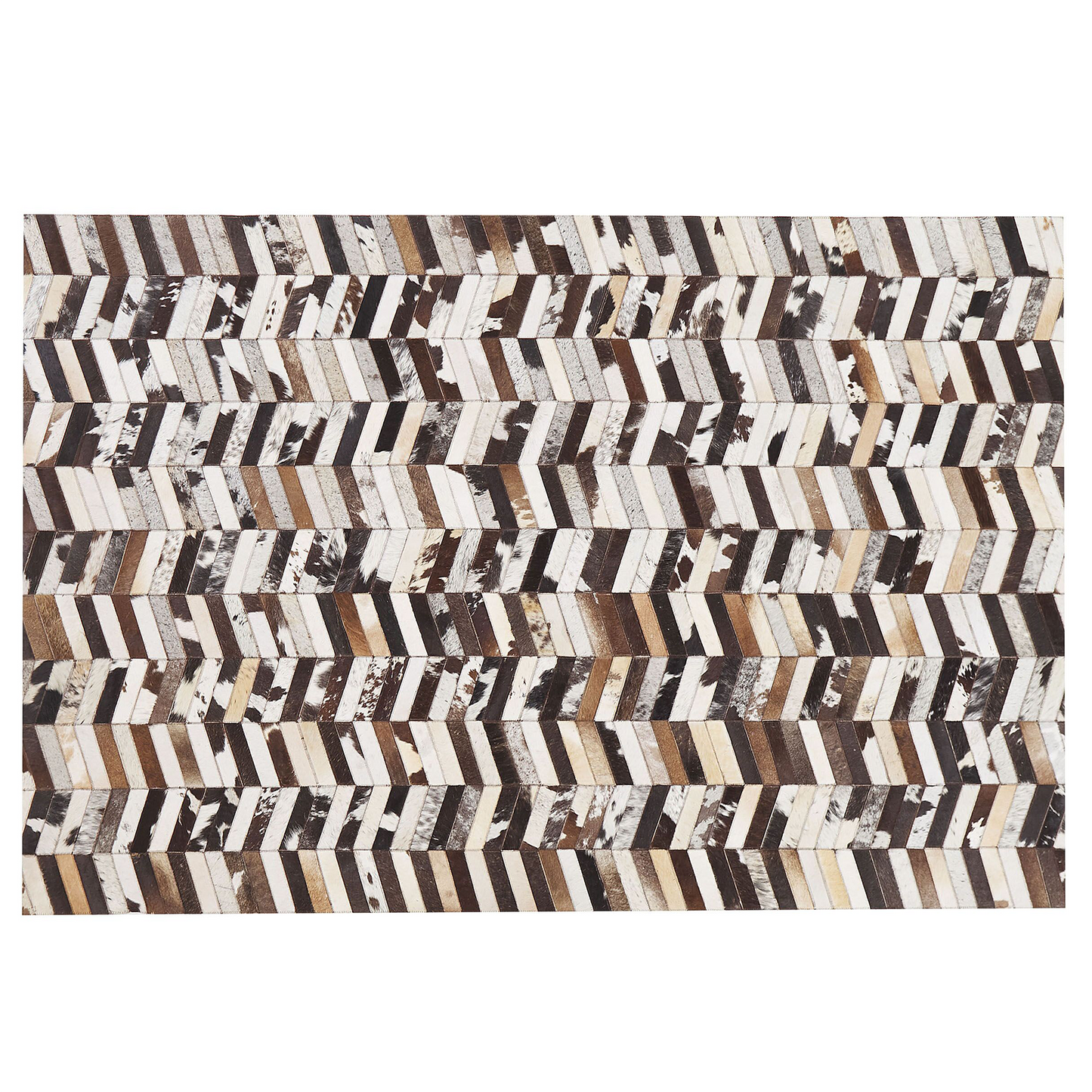 Teppich Kuhfell braun / weiss 160 x 230 cm Patchwork Kurzflor AKYELE