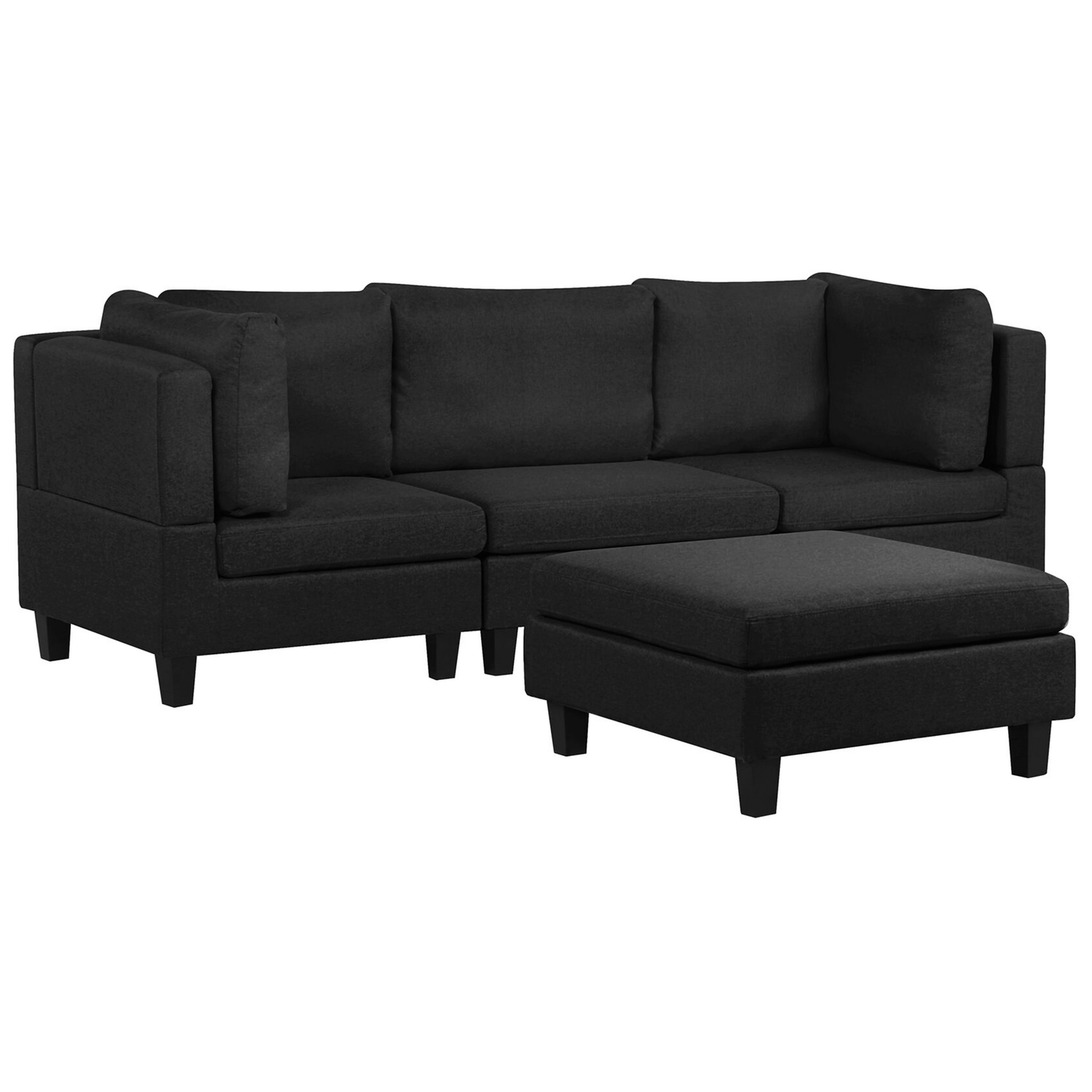 3-Sitzer Sofa Polsterbezug schwarz mit Ottomane FEVIK