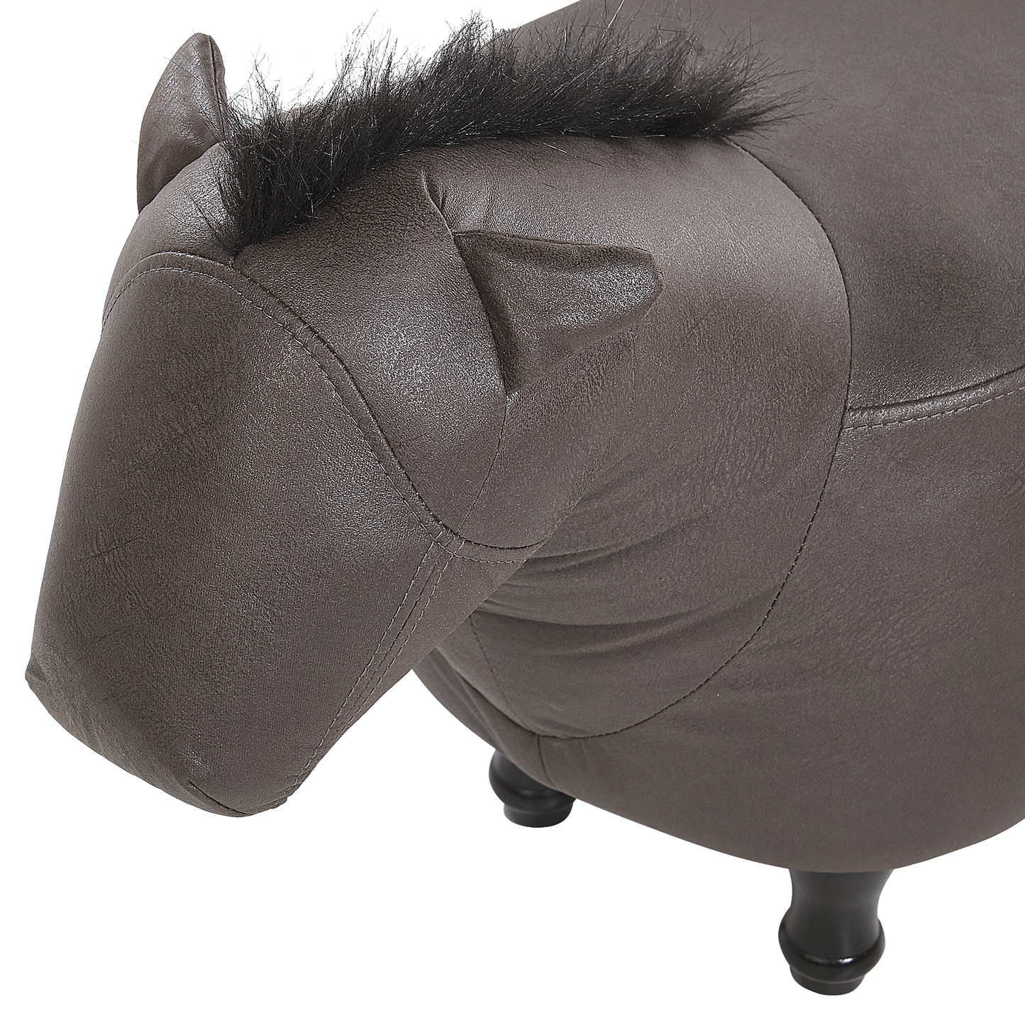 Hocker Lederoptik dunkelbraun Pferdeform HORSE
