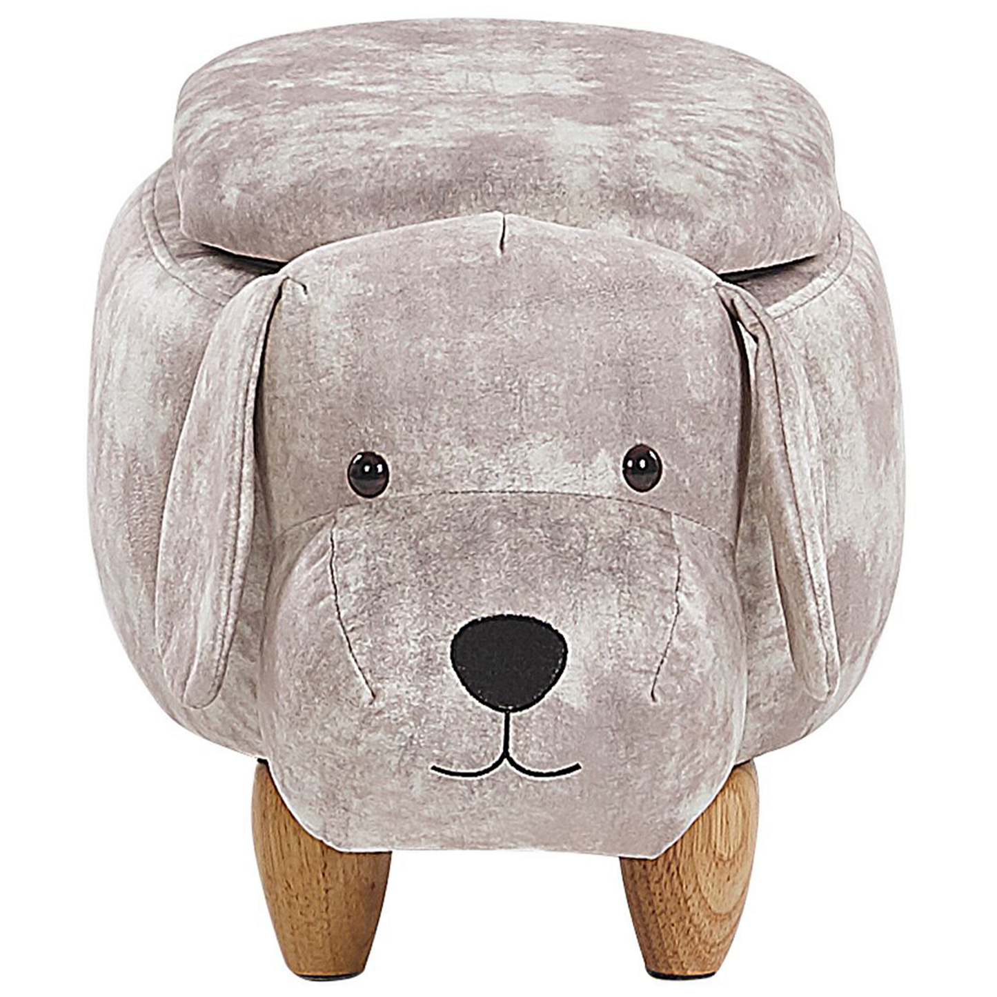 Tierhocker mit Stauraum Samtstoff beige Hundeform DOGGY