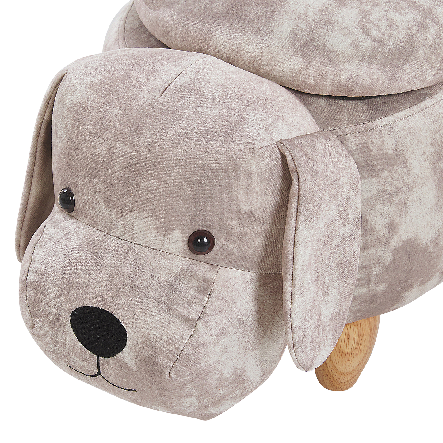 Tierhocker mit Stauraum Samtstoff beige Hundeform DOGGY