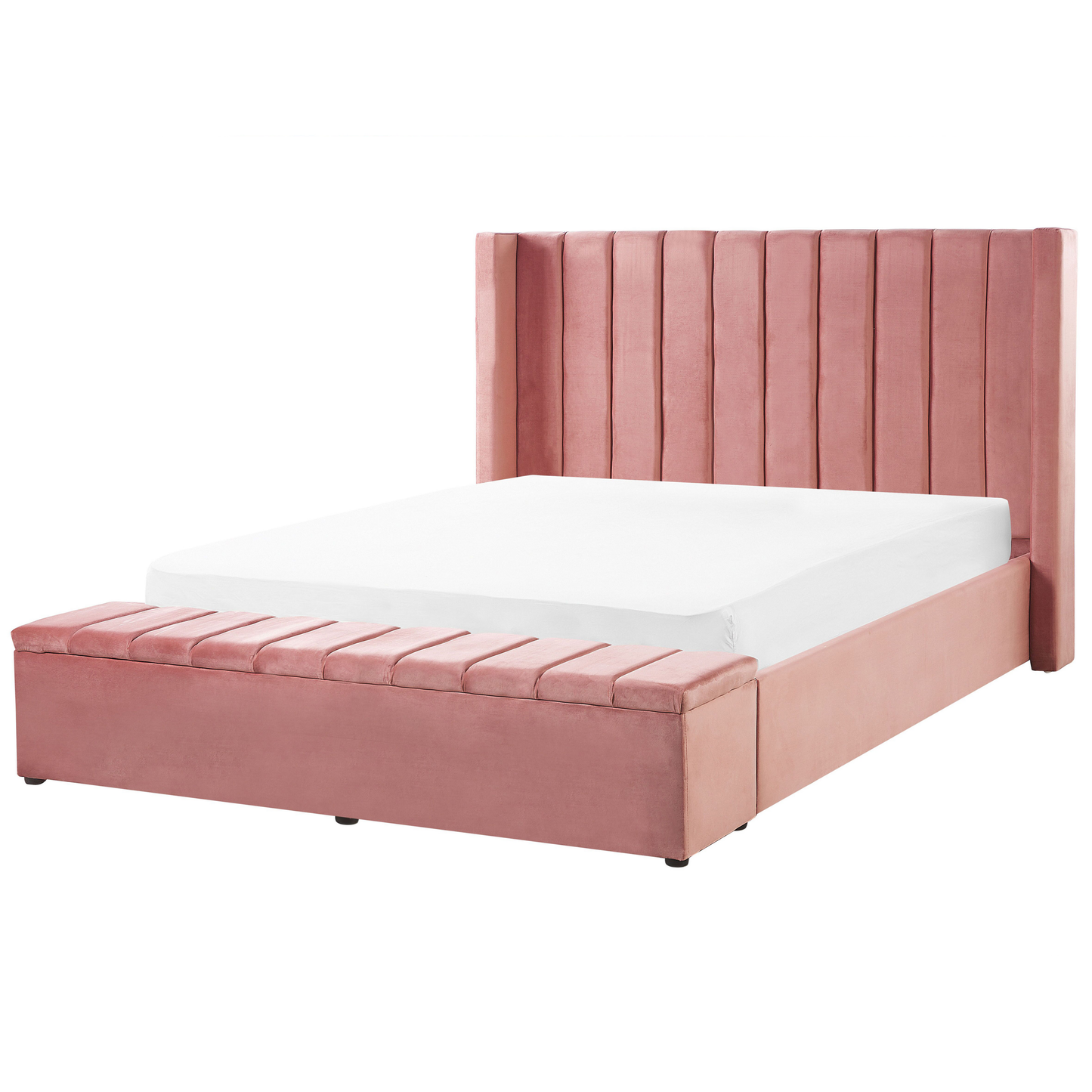 Polsterbett Samtstoff rosa mit Stauraum 180 x 200 cm NOYERS