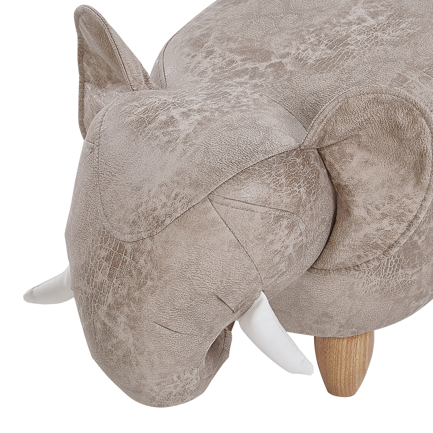 Tierhocker mit Stauraum Lederoptik hellgrau Elefantenform JUMBO