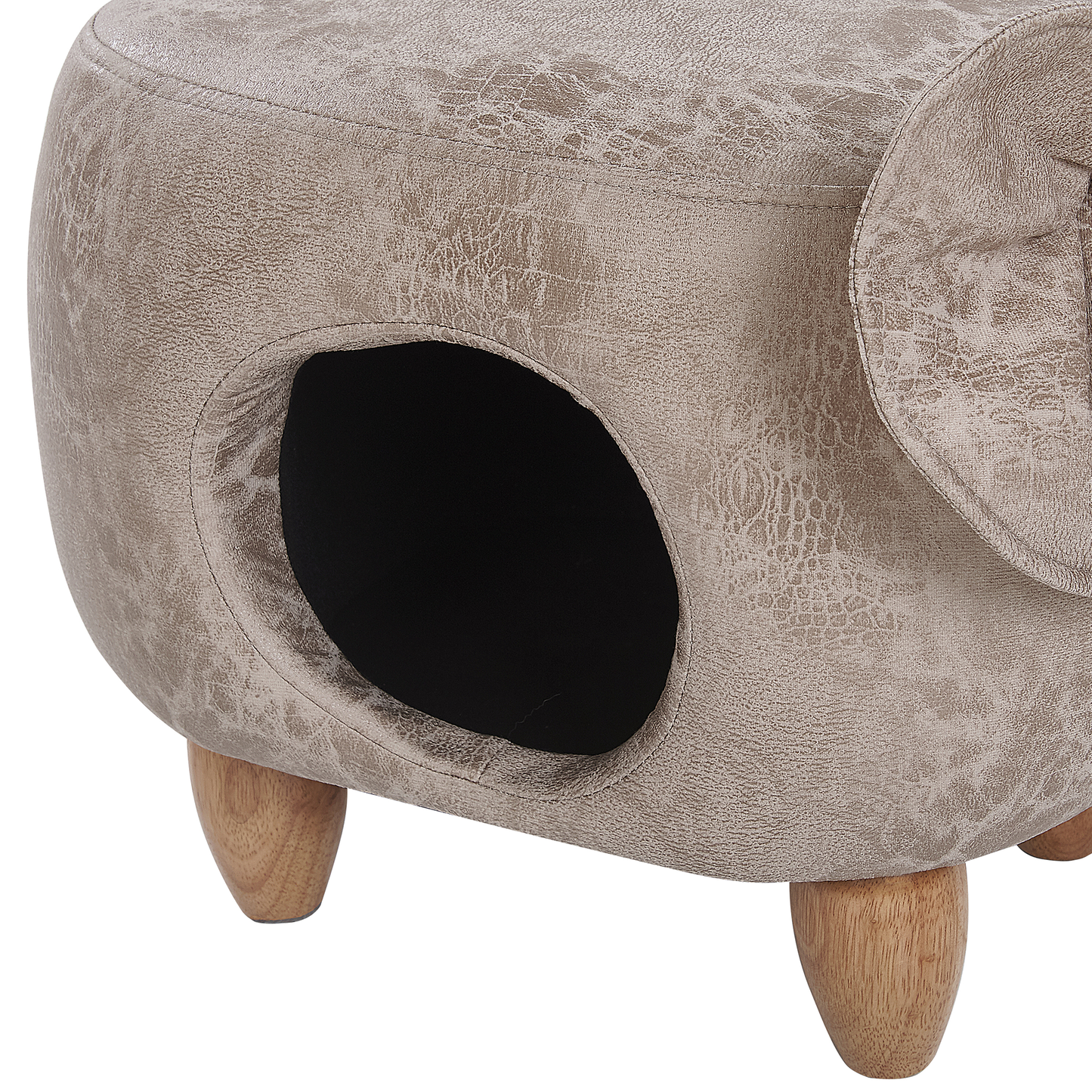 Tierhocker mit Stauraum Lederoptik hellgrau Elefantenform JUMBO