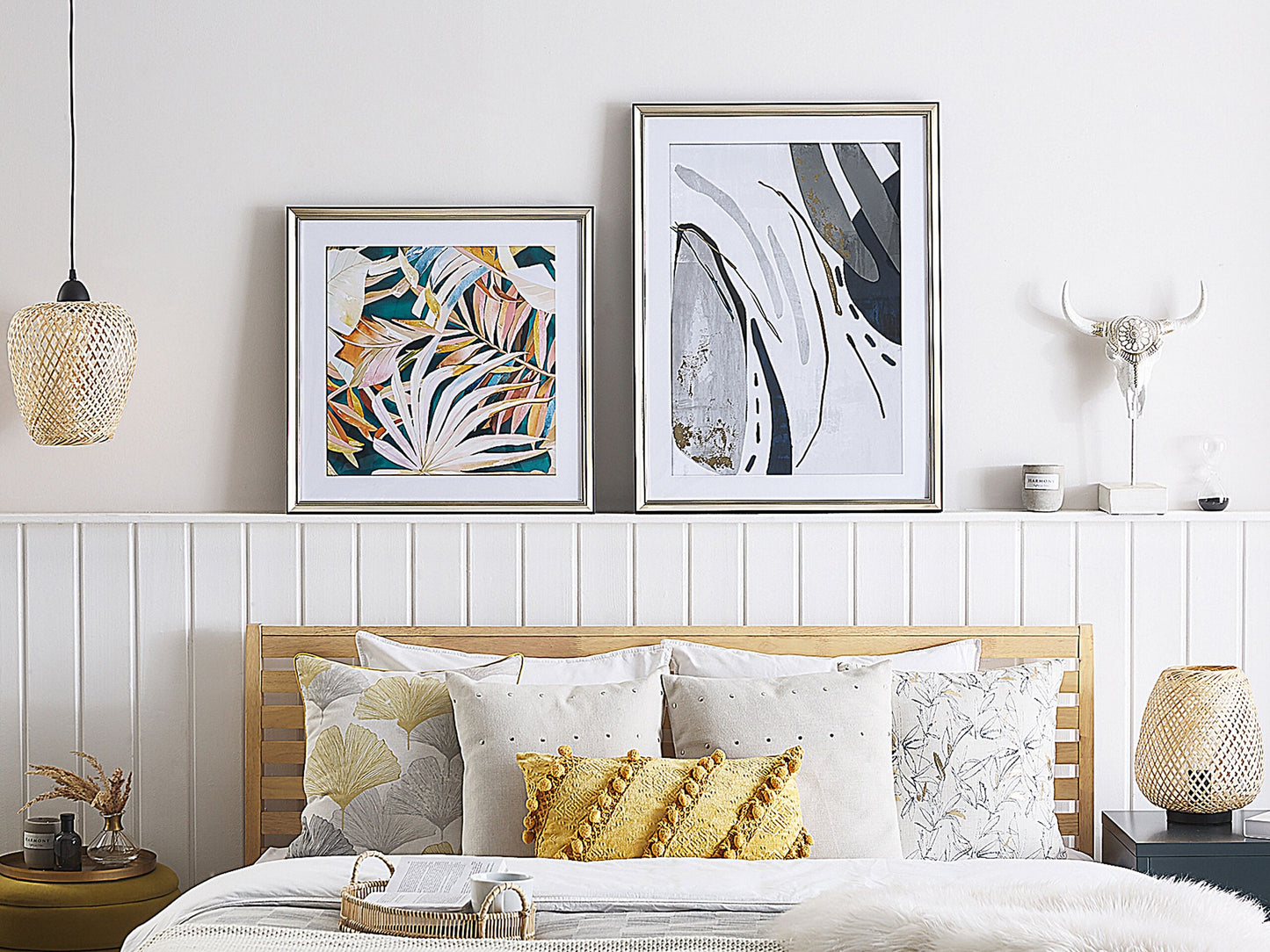 Wandbild mit Rahmen HIDMO Abstraktes Muster 60 x 80 cm Grau