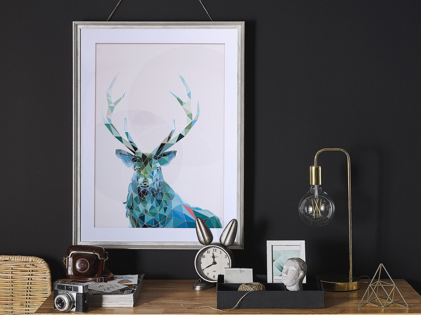 Wandbild mit Rahmen KAYES Tiermotiv 60 x 80 cm Blau