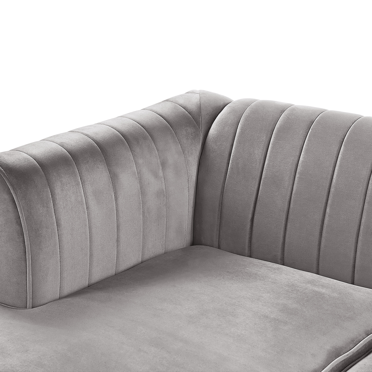 Ecksofa Samtstoff rechtsseitig grau 3-Sitzer TIMRA