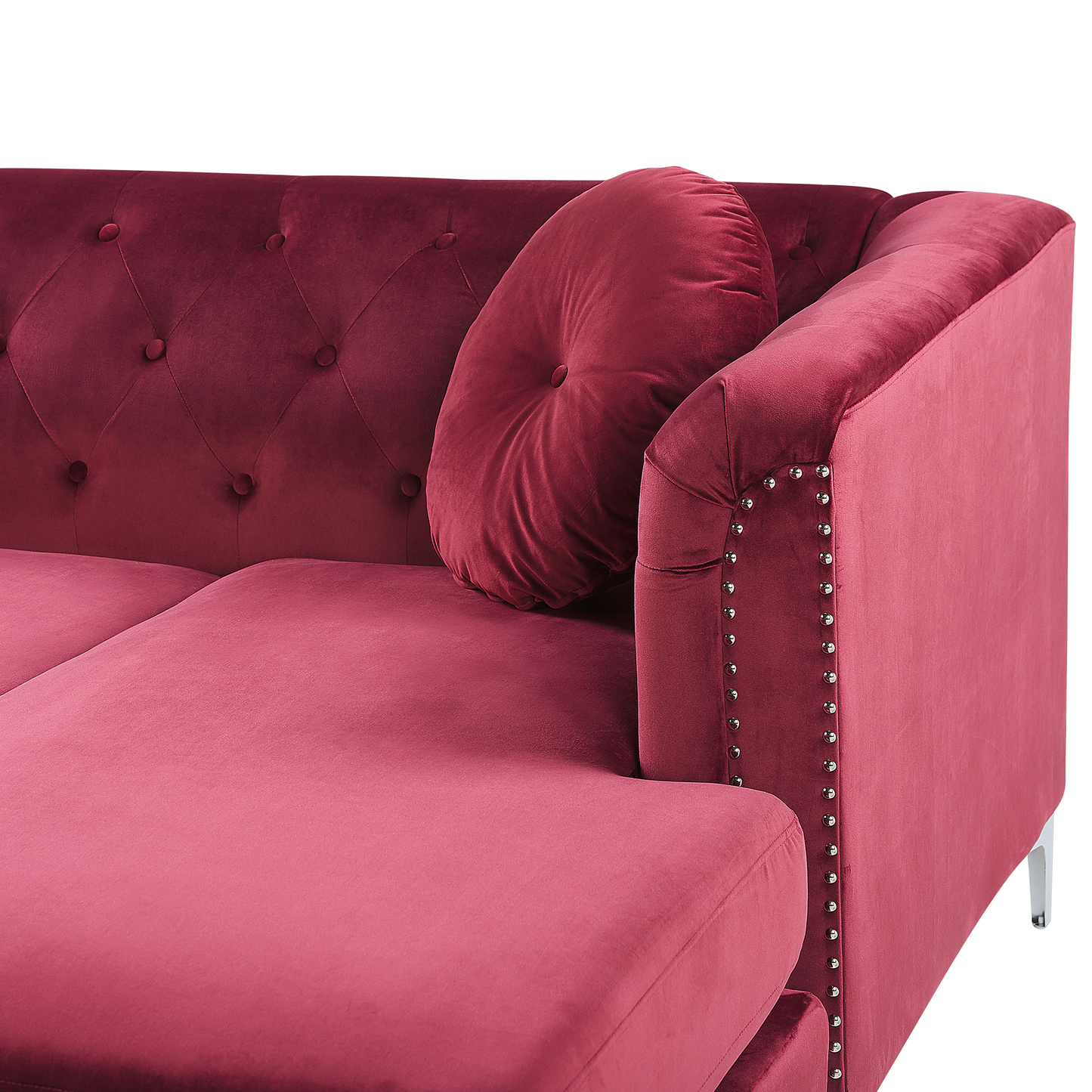Ecksofa Samtstoff linksseitig burgunderrot FLEN