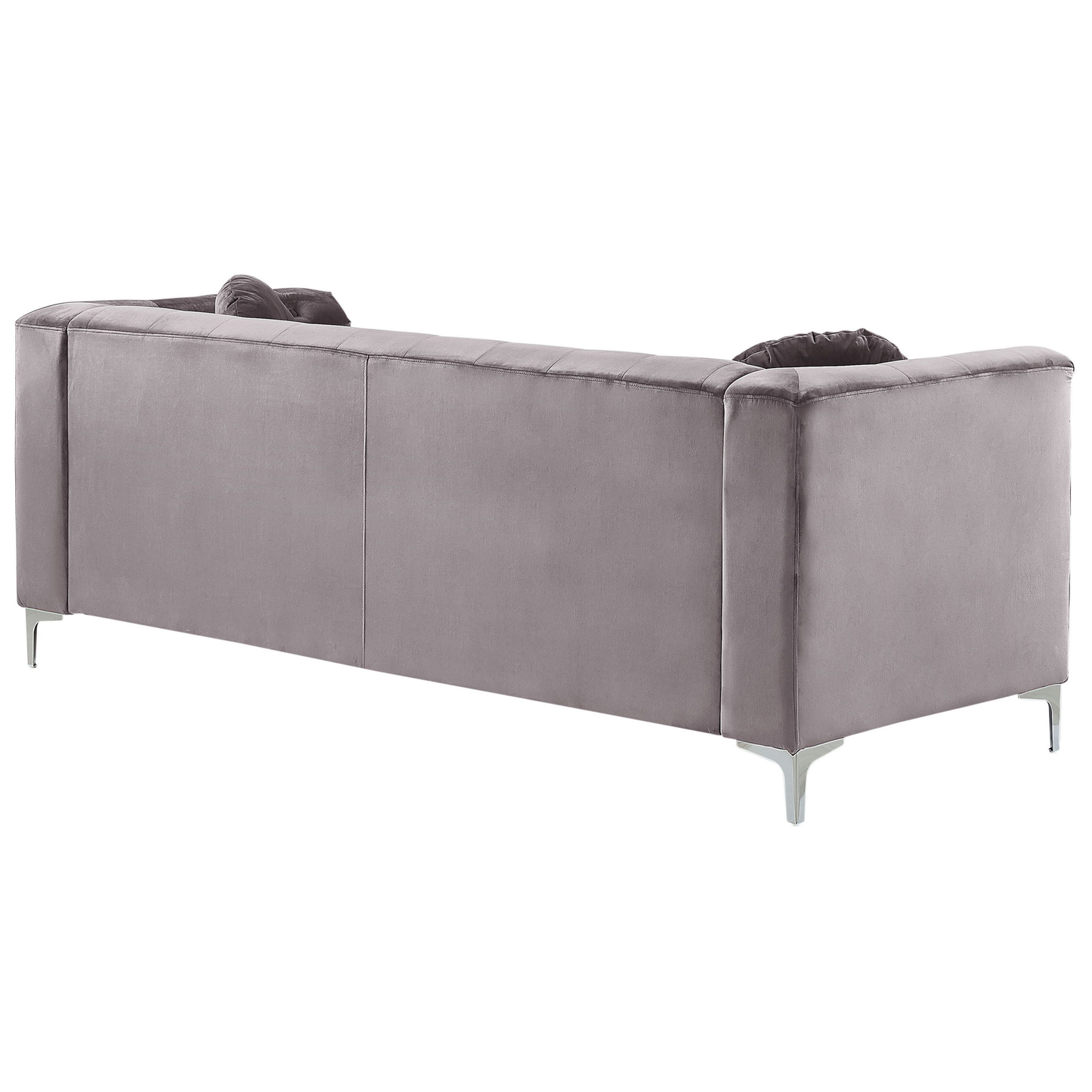 Ecksofa Samtstoff linksseitig grau Chesterfield-Design 3-Sitzer FLEN