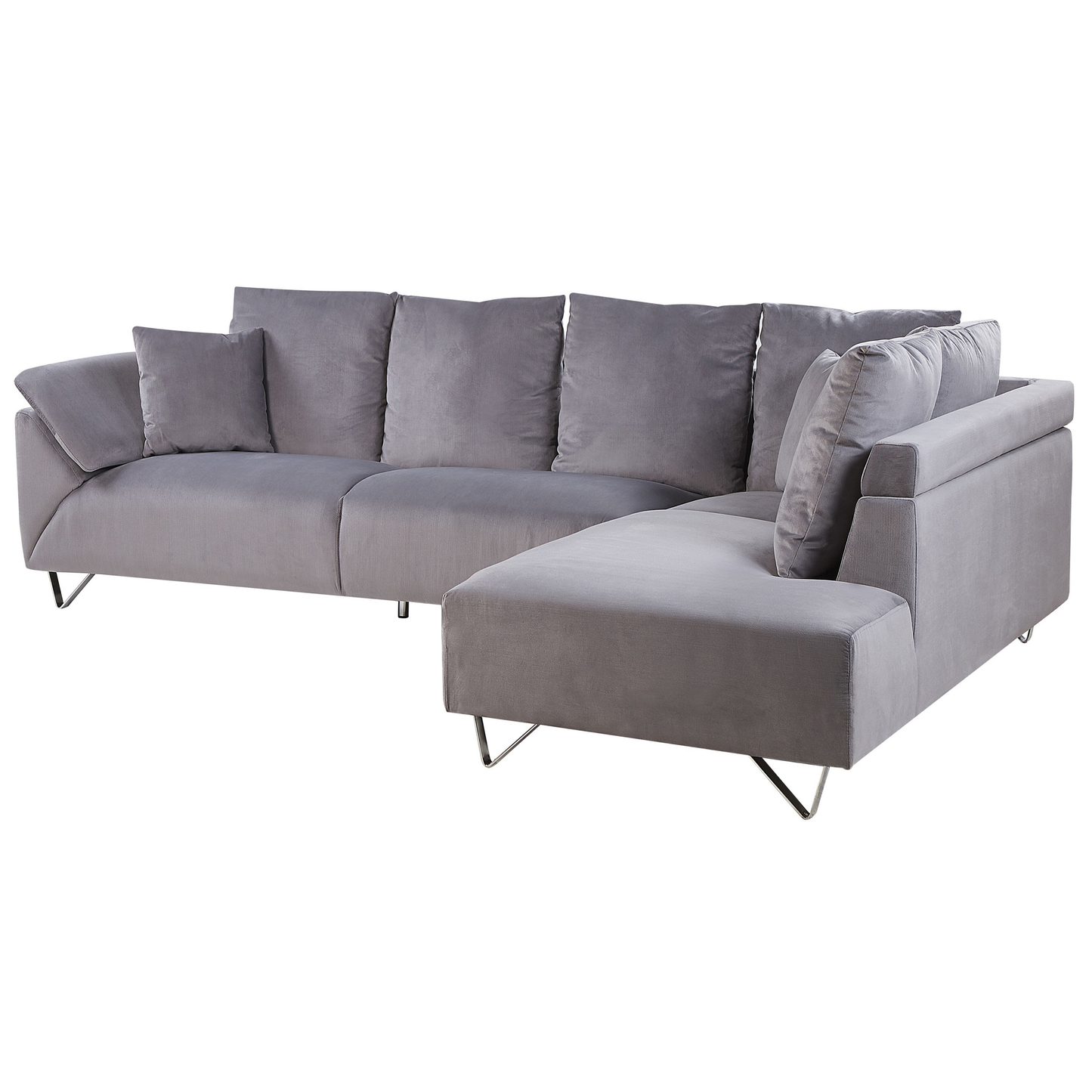 4-Sitzer Ecksofa Cord grau linksseitig LUNNER