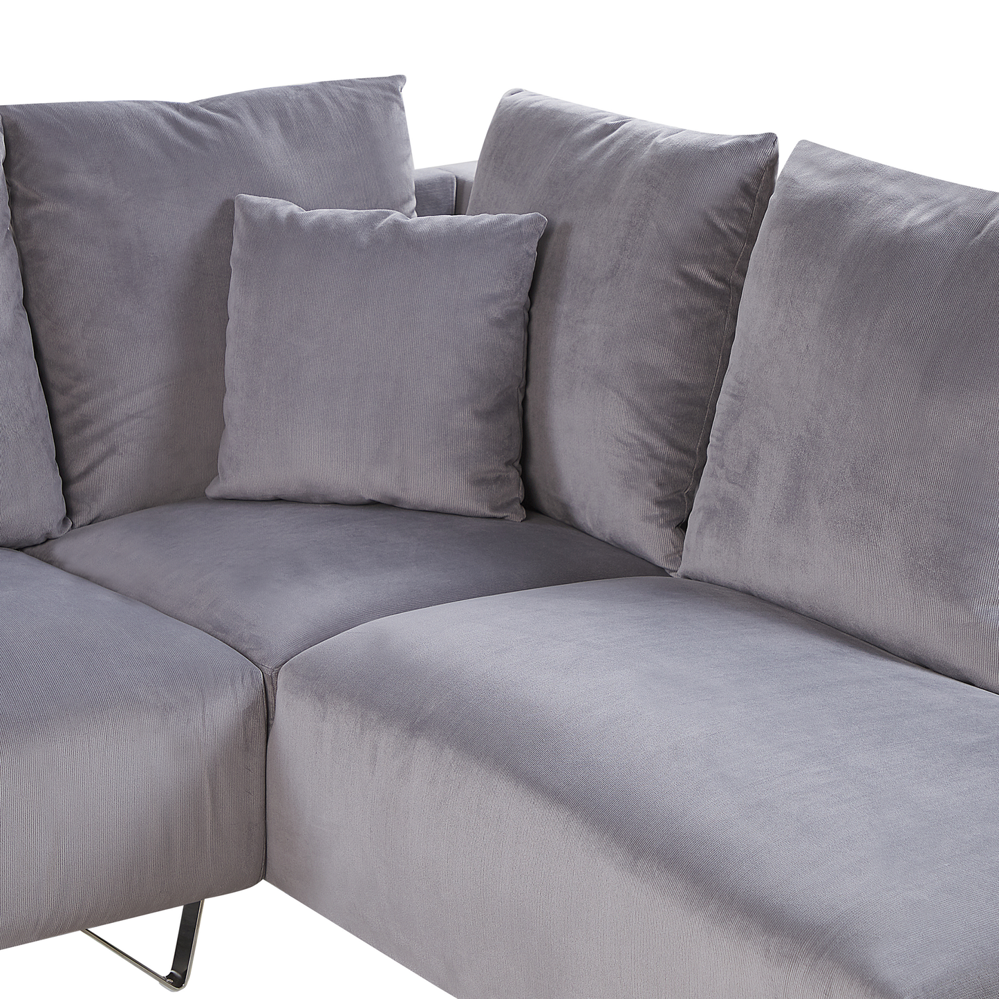 4-Sitzer Ecksofa Cord grau linksseitig LUNNER