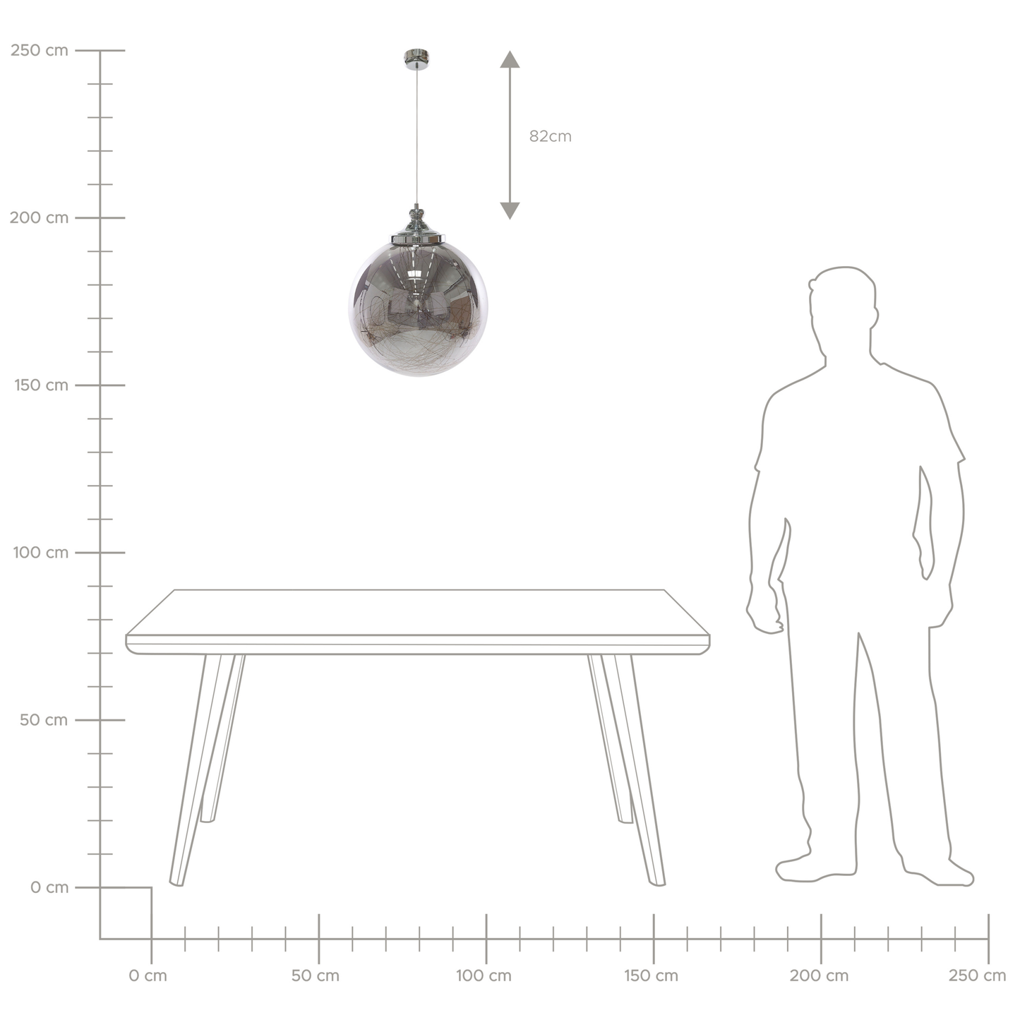 Hängelampe BENI Glas Silber