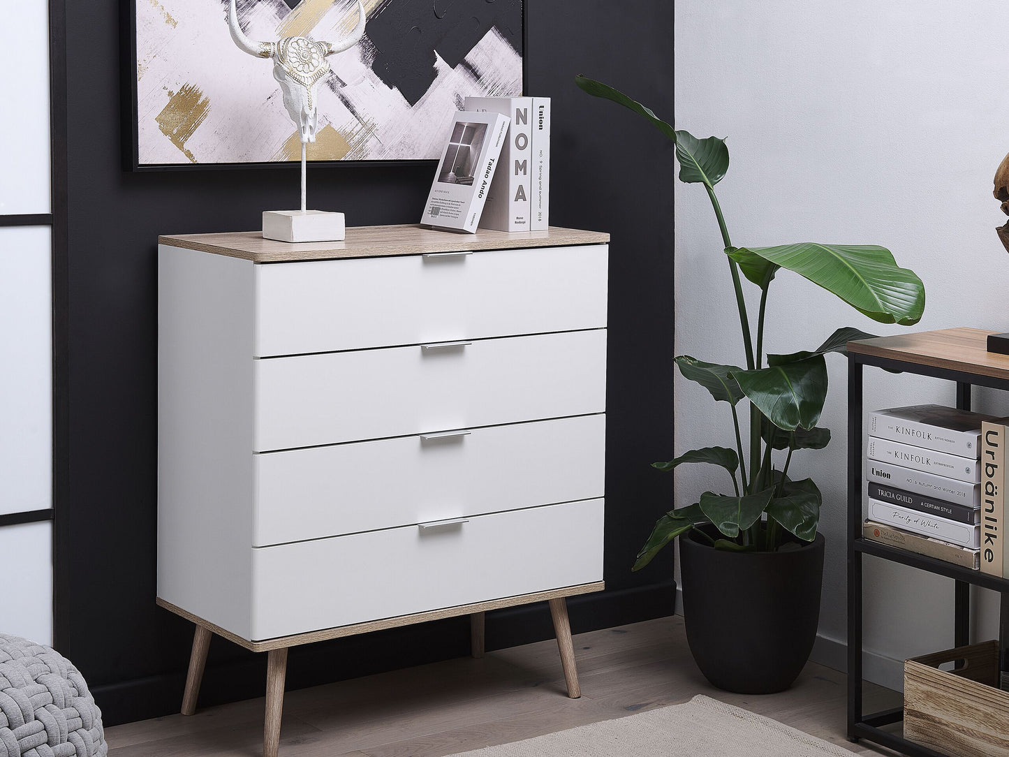 Kommode mit 4 Schubladen WALPI 93 cm Weiss