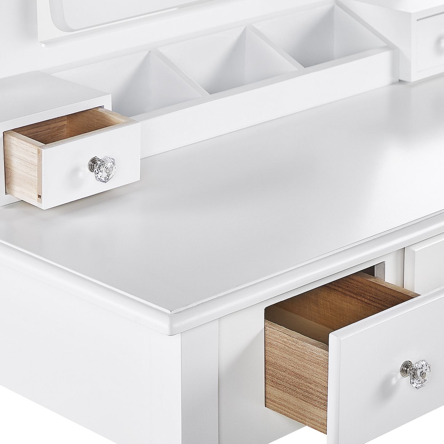 Schminktisch mit rechteckigem Spiegel Hocker 5 Schubladen weiss RAYON