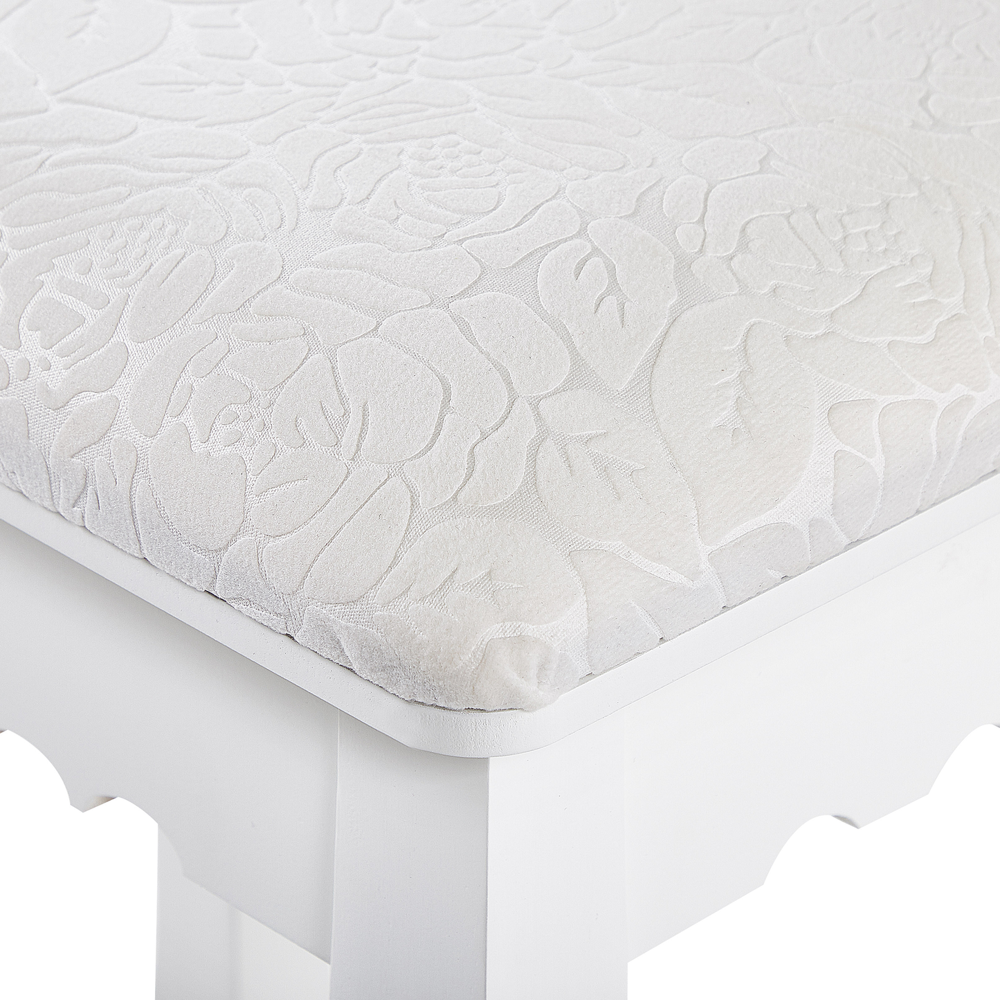 Schminktisch mit rechteckigem Spiegel Hocker 5 Schubladen weiss RAYON