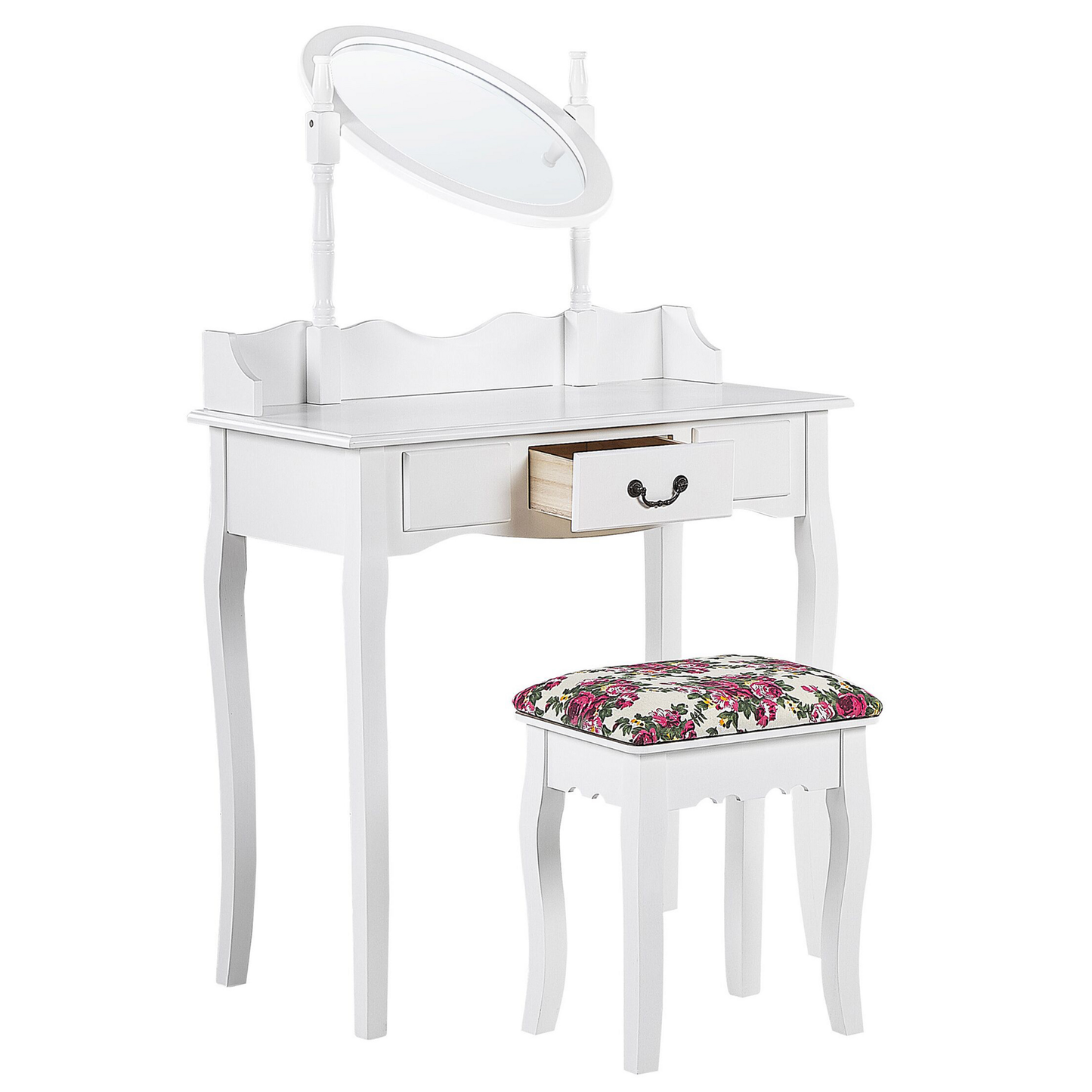 Schminktisch mit Spiegel und Hocker SOLEIL Weiss